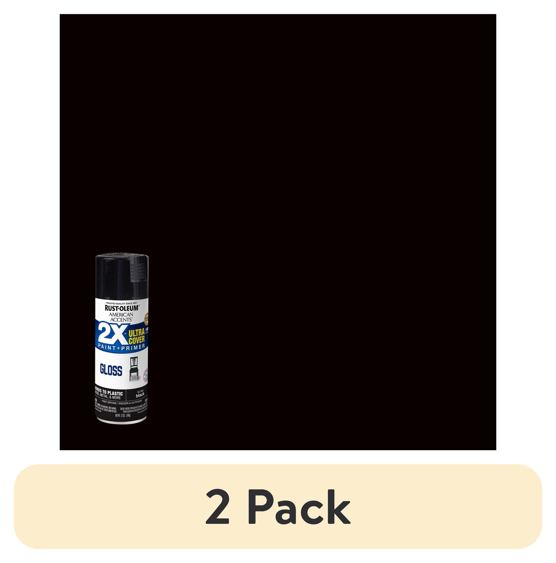 (2 pack) 6 Pack, Black, Rust-Oleum American Accents 2X Ultra Cover Gloss Spray Paint- 12 oz