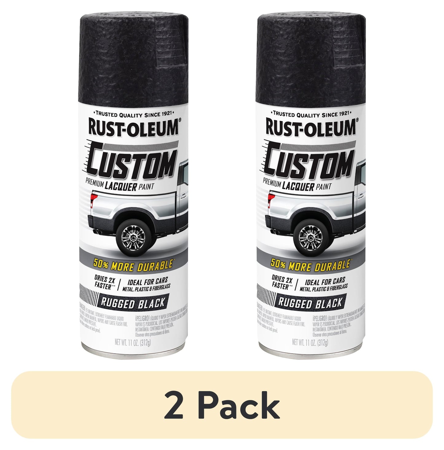 (2 pack) Black, Rust-Oleum Automotive Custom Matte Spray Paint-323350, 11 oz