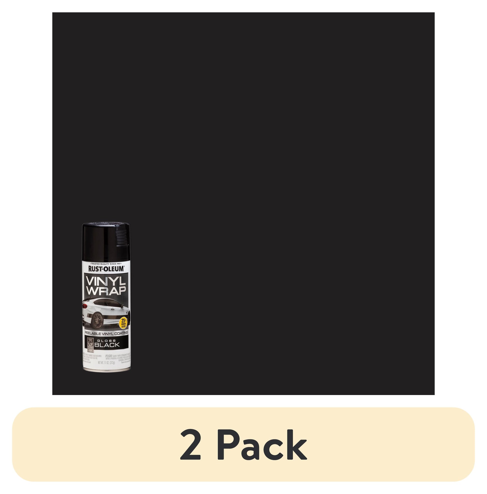 (2 pack) Black, Rust-Oleum Automotive Vinyl Wrap Peelable Coating Gloss Spray Paint-352724, 11 oz