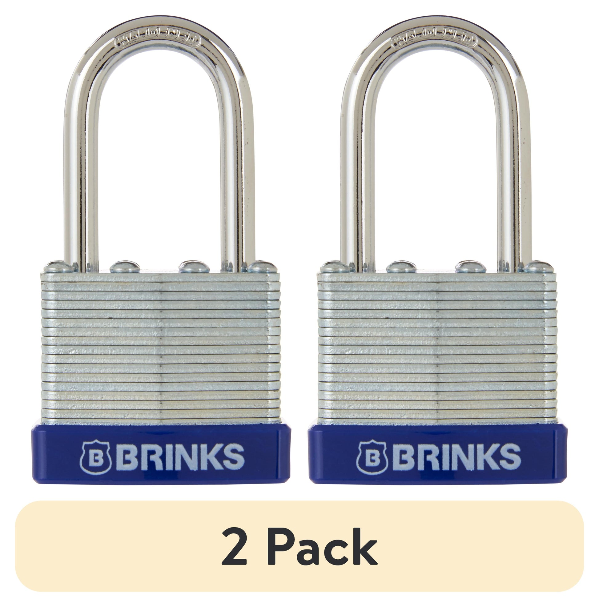(2 pack) Brinks High-Security Laminated Steel Padlock, 40mm Body with 1-1/2 inch Shackle