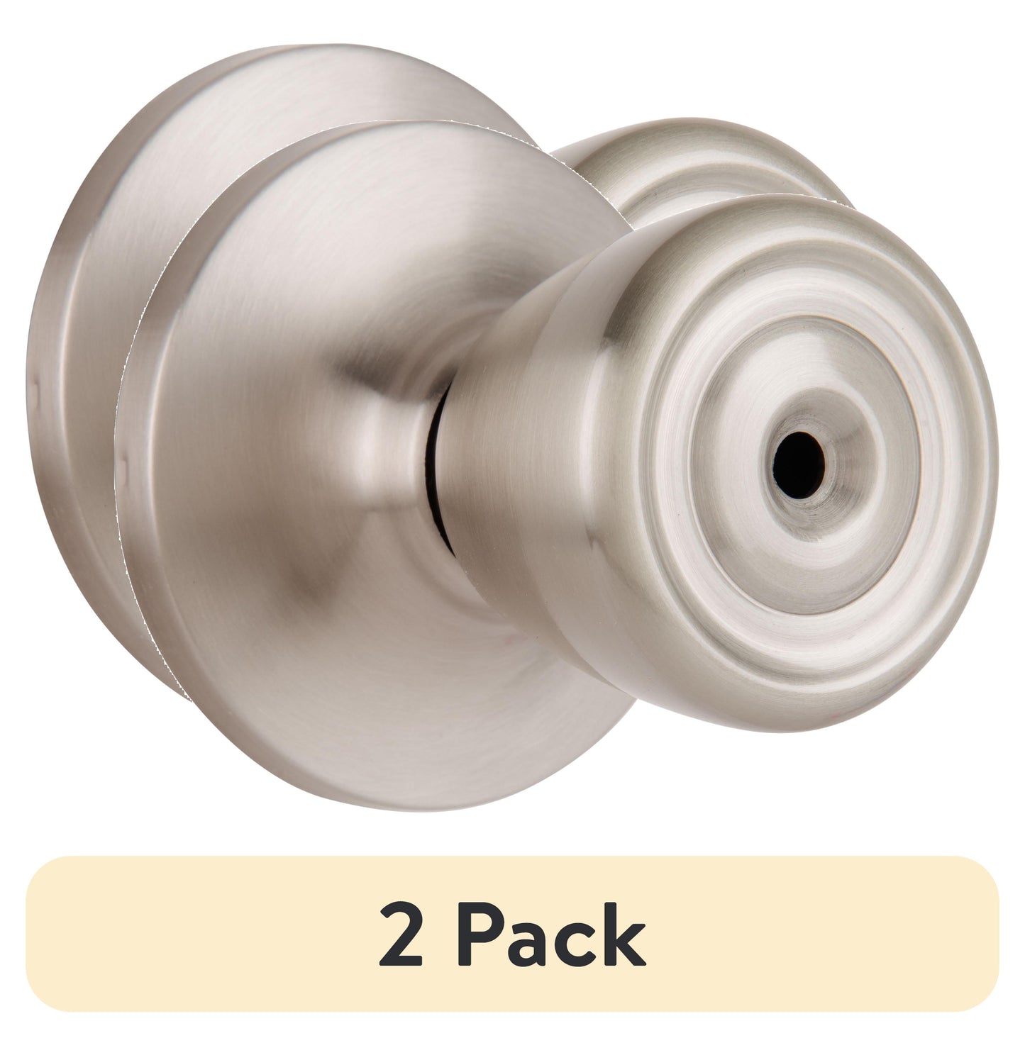 (2 pack) Brinks Interior Locking Privacy Tulip Style Doorknob, Satin Nickel Finish