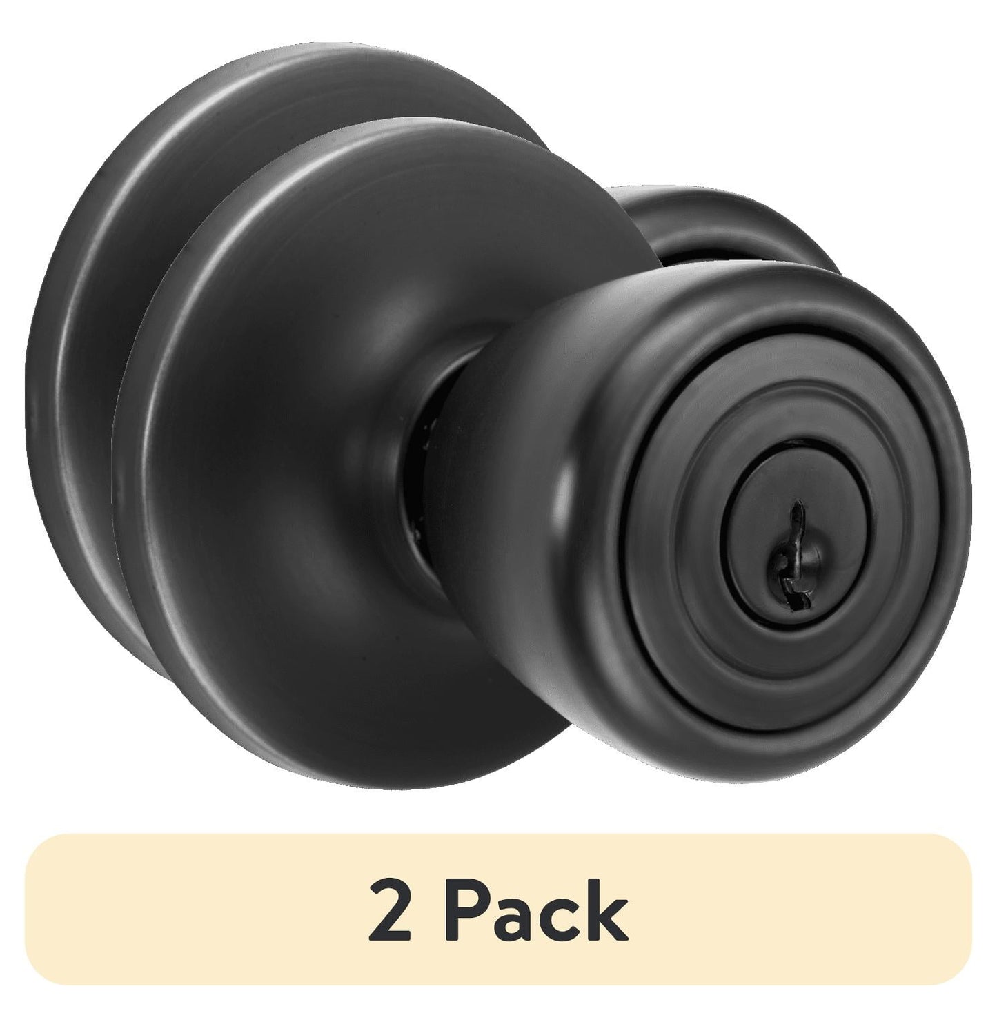 (2 pack) Brinks Keyed Entry Tulip Style Doorknob, Matte Black Finish