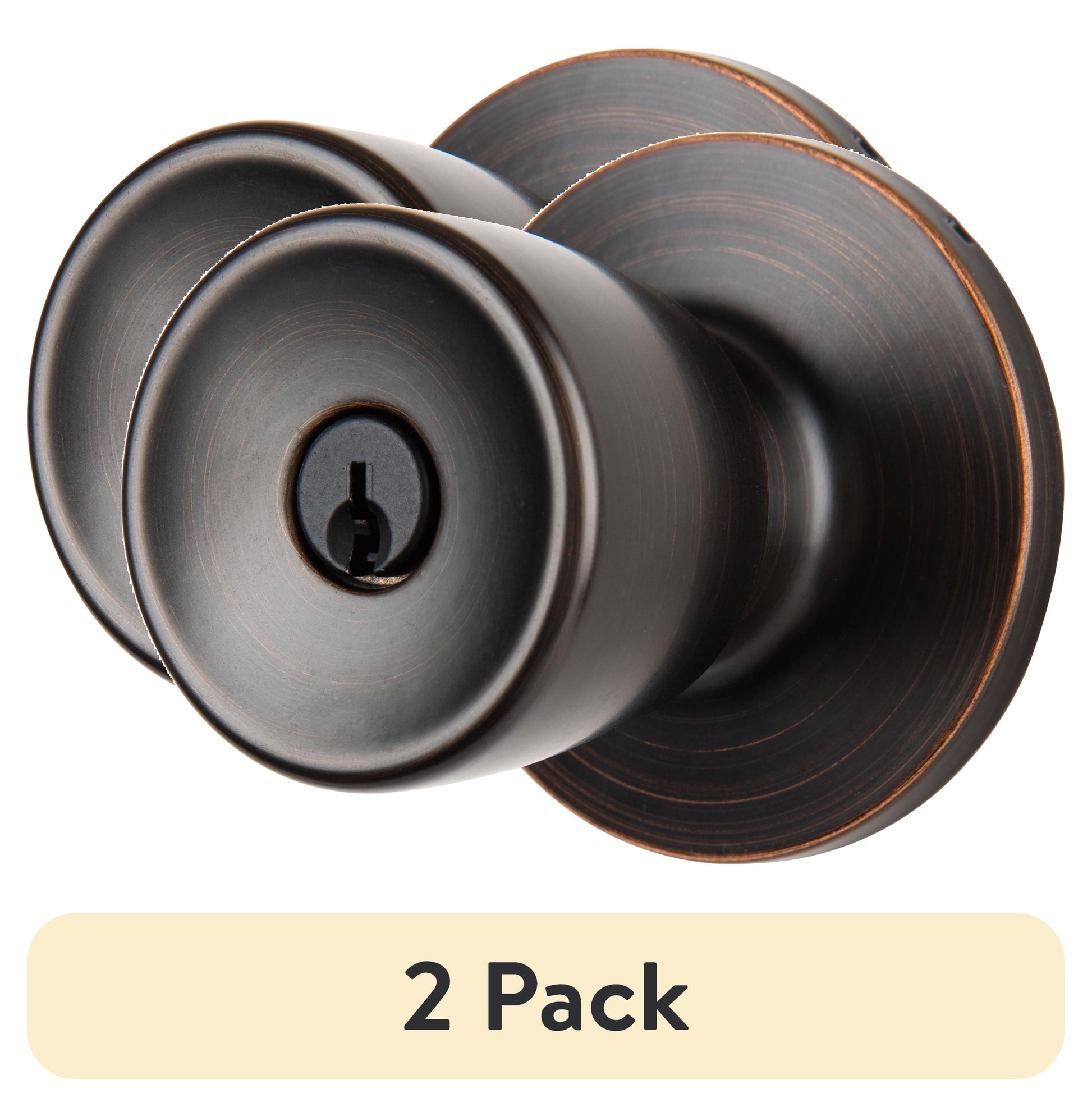 (2 pack) Brinks Mobile Home Keyed Entry Classic Bell Style Doorknob, Tuscan Bronze Finish