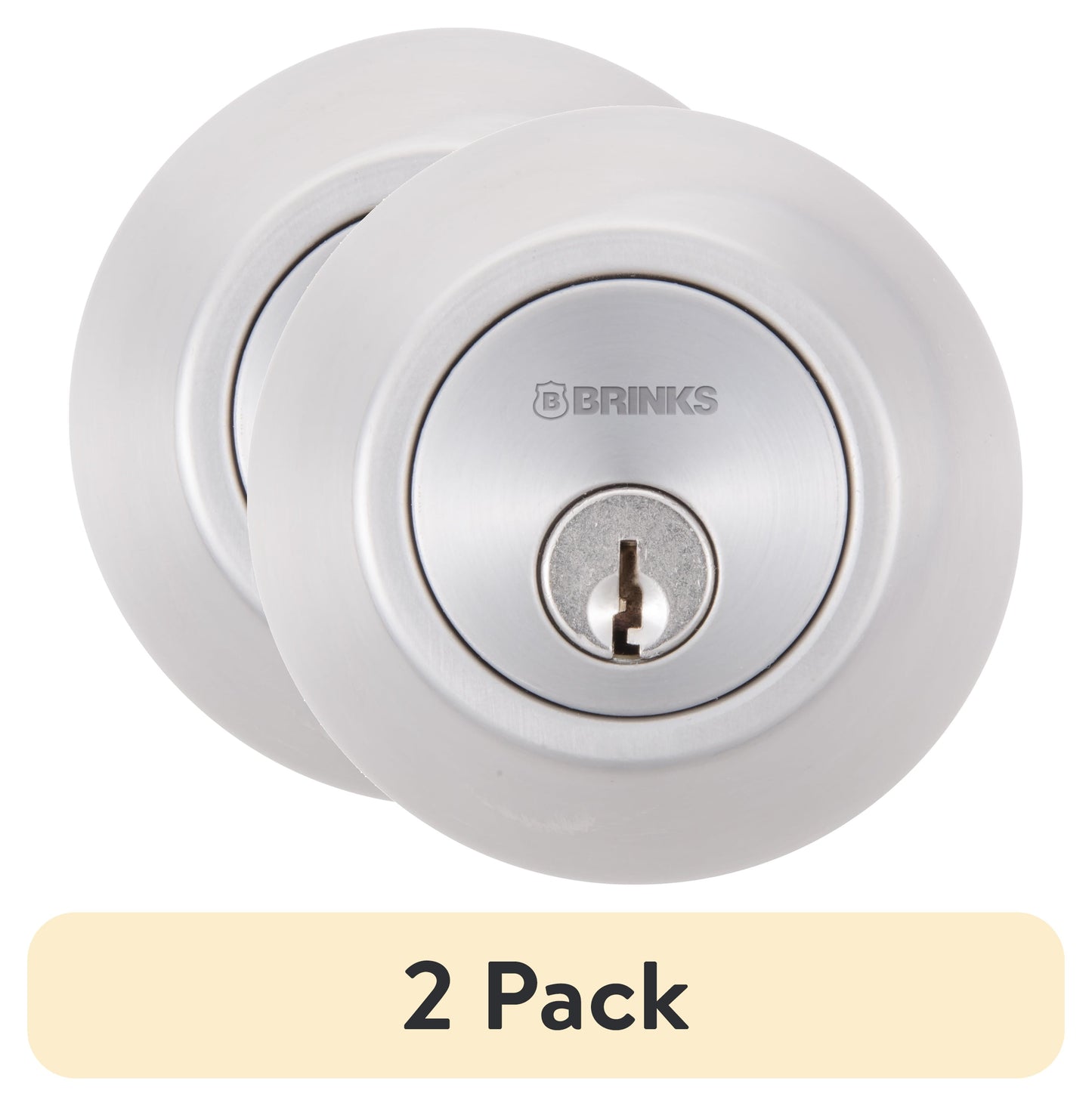 (2 pack) Brinks Mobile Home Single Cylinder Deadbolt Lock, Stainless Steel Finish