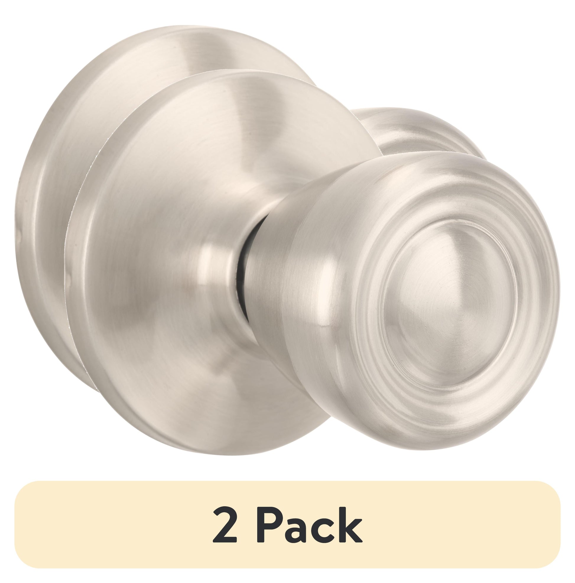 (2 pack) Brinks Non-Locking Passage Tulip Style Doorknob, Satin Nickel Finish