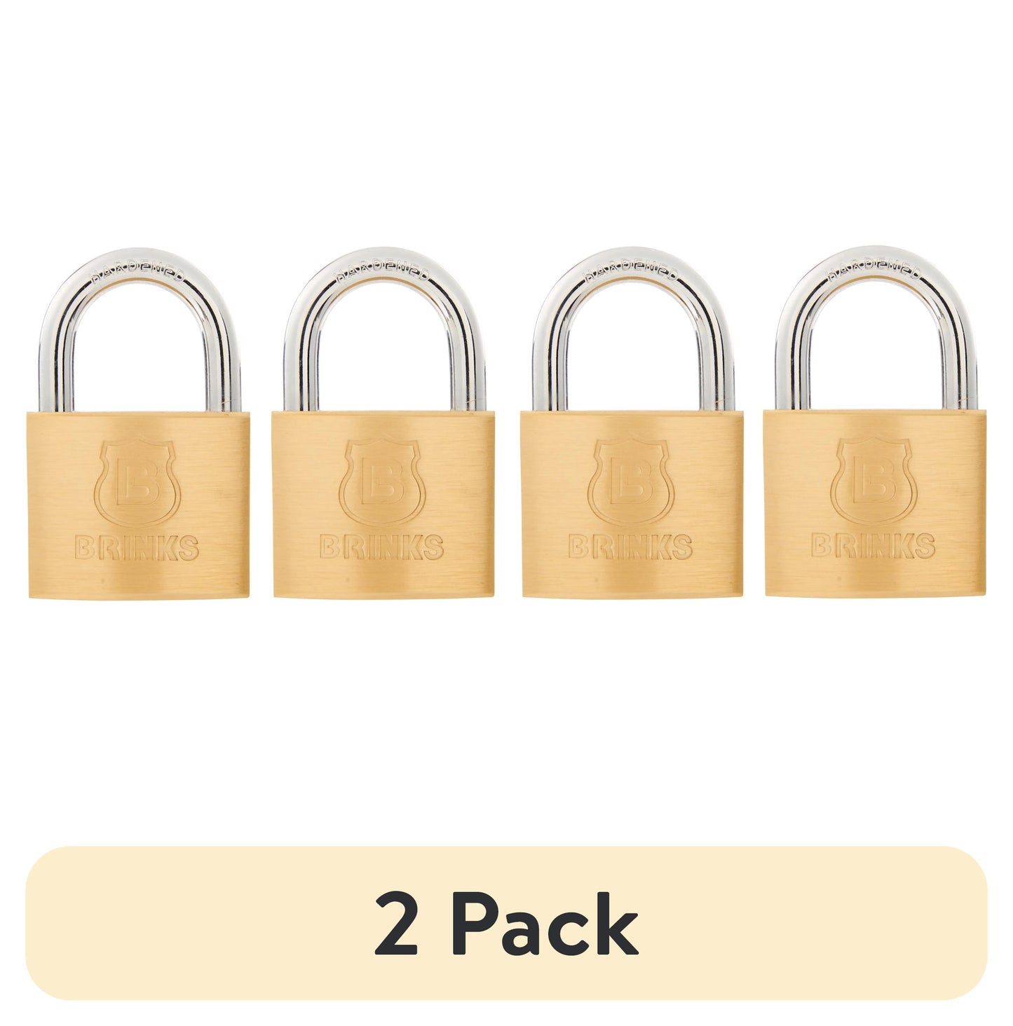 (2 pack) Brinks Solid Brass 40mm Keyed Padlock with 7/8in Shackle, 4 pack