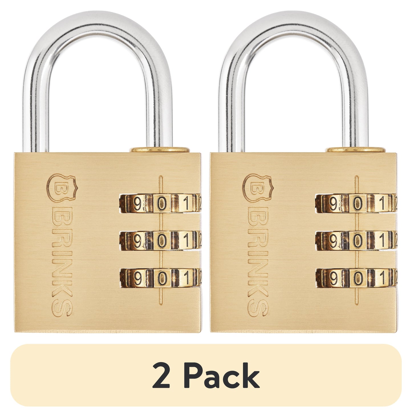 (2 pack) Brinks Solid Brass 40mm Resettable Combination Padlock with 1 3/16in Shackle