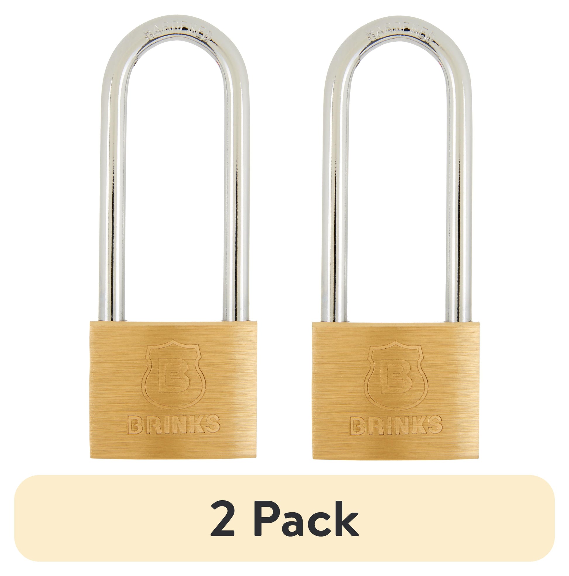 (2 pack) Brinks Solid Brass Padlock 40mm Body with 2-1/2 inch Long Shackle, 2 pack