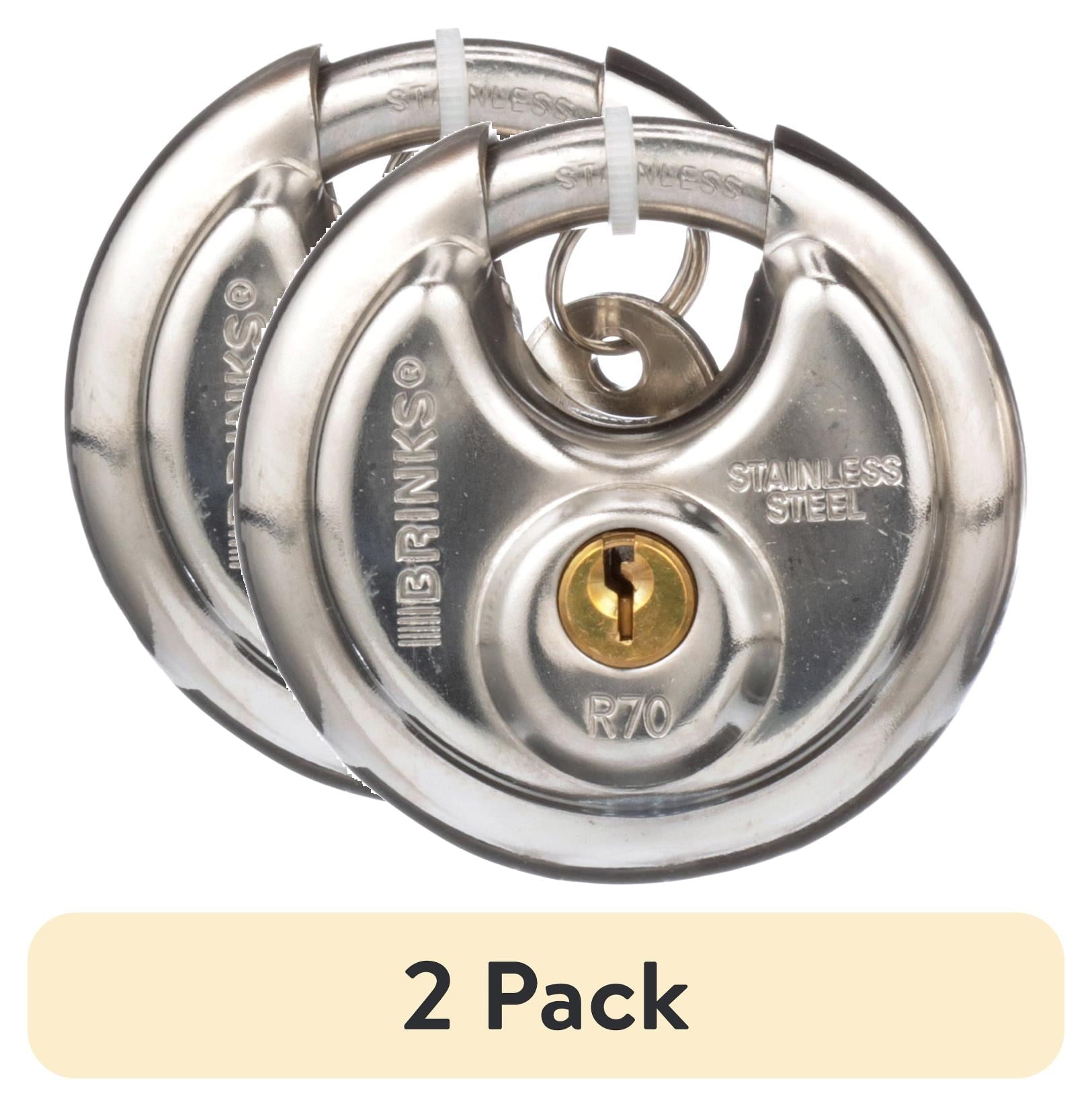 (2 pack) Brinks Stainless Steel 70mm Keyed Discus Padlock with 5/8in Shackle, 2 pack