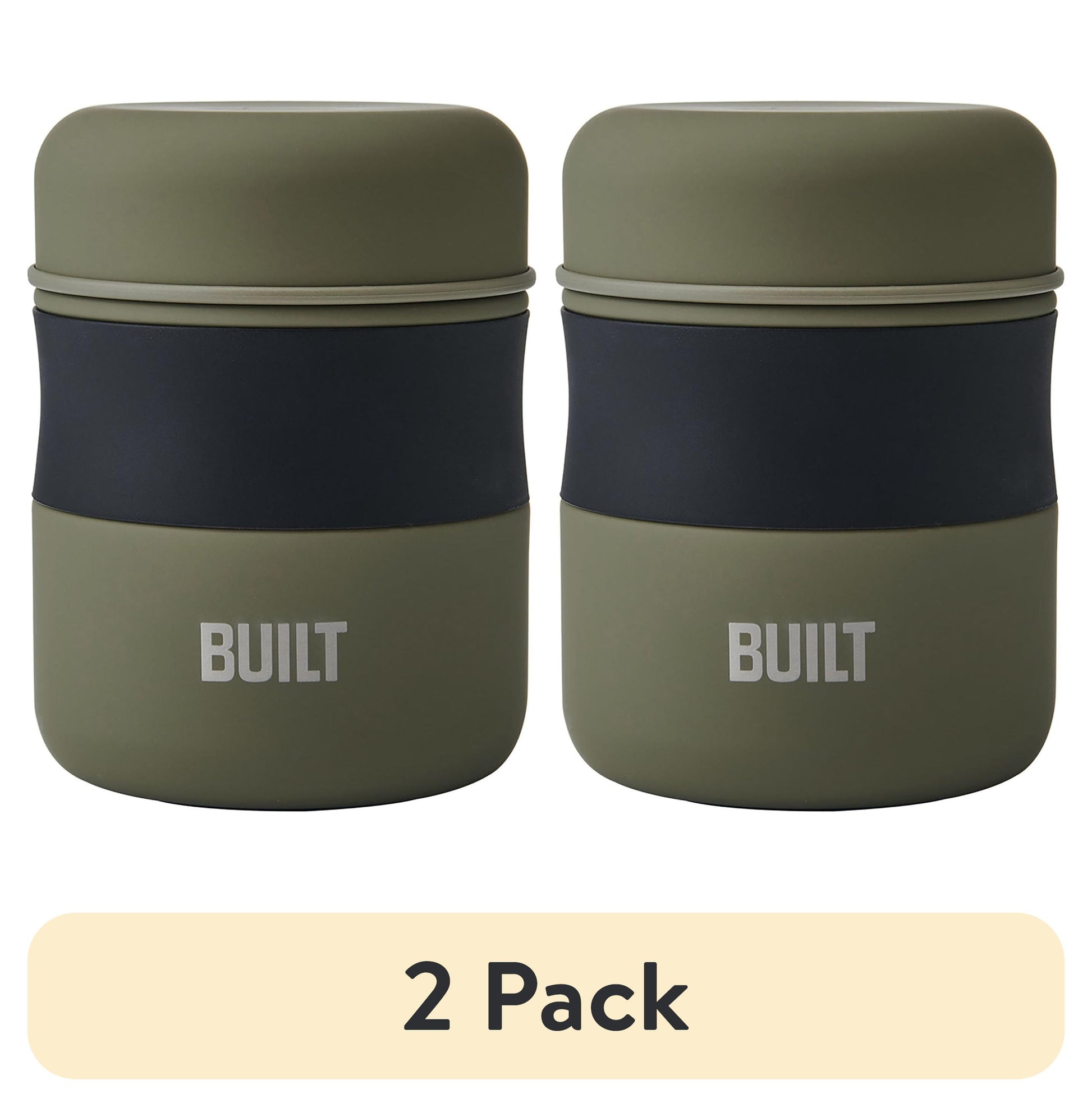 (2 pack) BUILT Frasco de Comida de 10 oz con Doble Pared y Aislamiento Al VacÃ­o, Verde Salvia