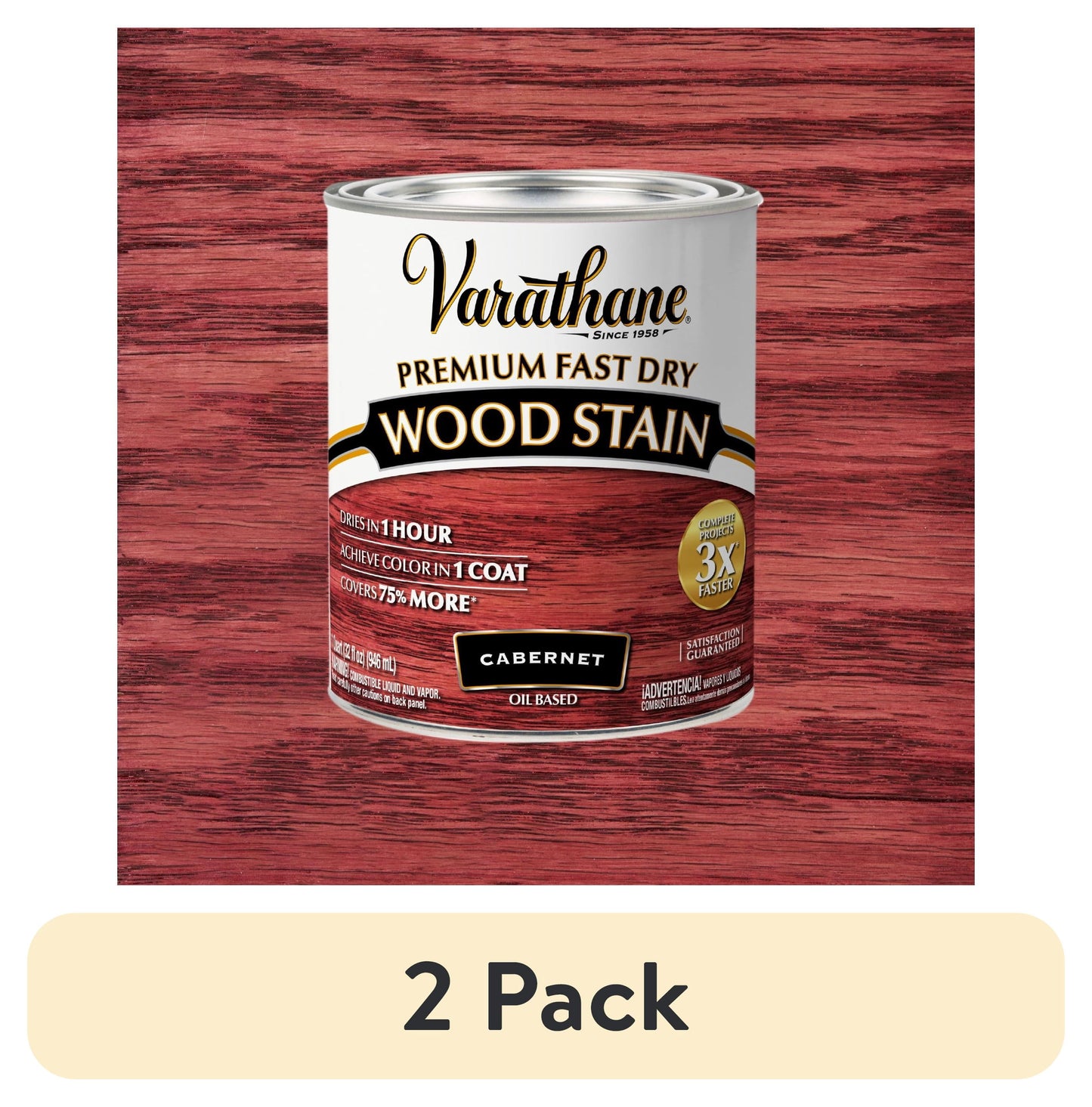 (2 pack) Cabernet, Varathane Premium Fast Dry Wood Stain-262016, Quart