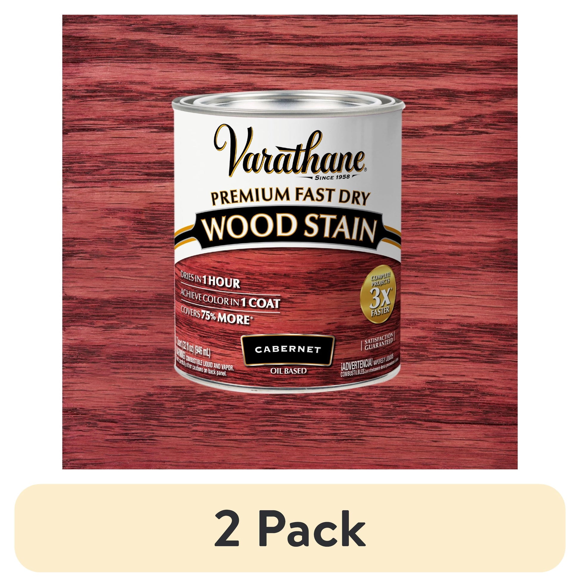 (2 pack) Cabernet, Varathane Premium Fast Dry Wood Stain-262016, Quart