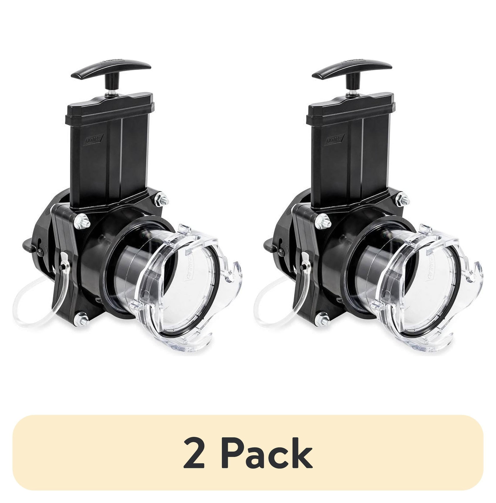 (2 pack) Camco RV Gate Valve - 4 Bayonet Prongs, Black and Clear (39050)
