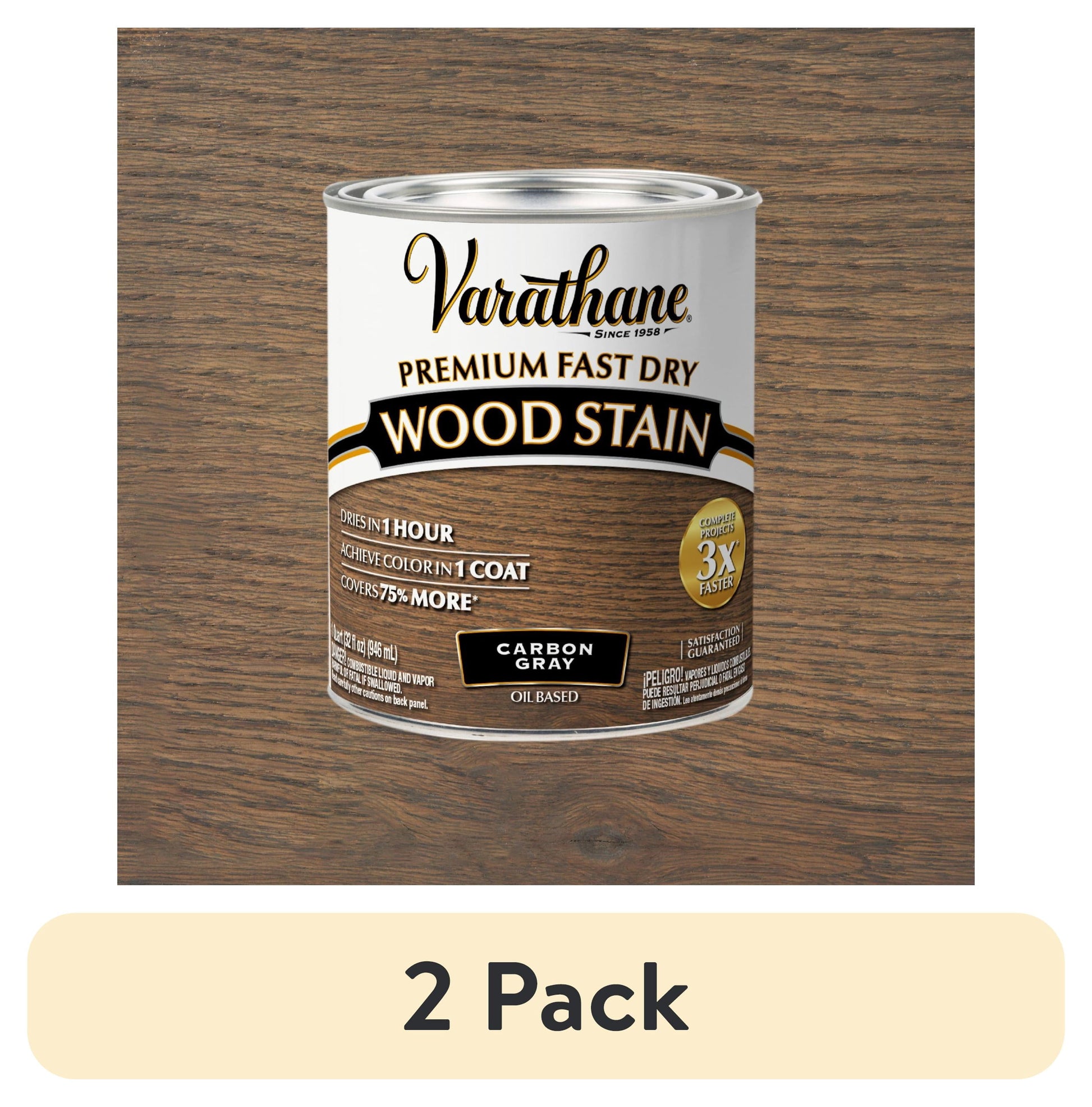 (2 pack) Carbon Gray, Varathane Premium Fast Dry Wood Stain-304559, Quart