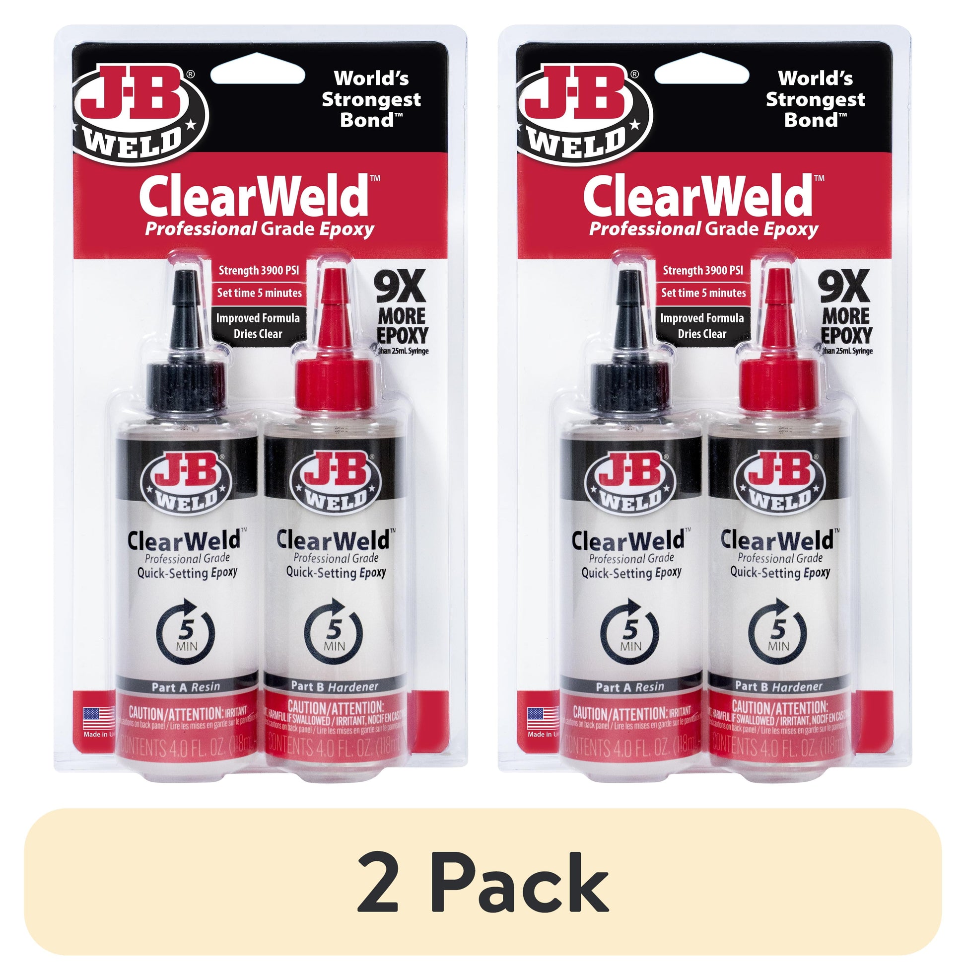 (2 pack) J-B Weld Clear Weld Professional Size 8 oz Hardware Clear