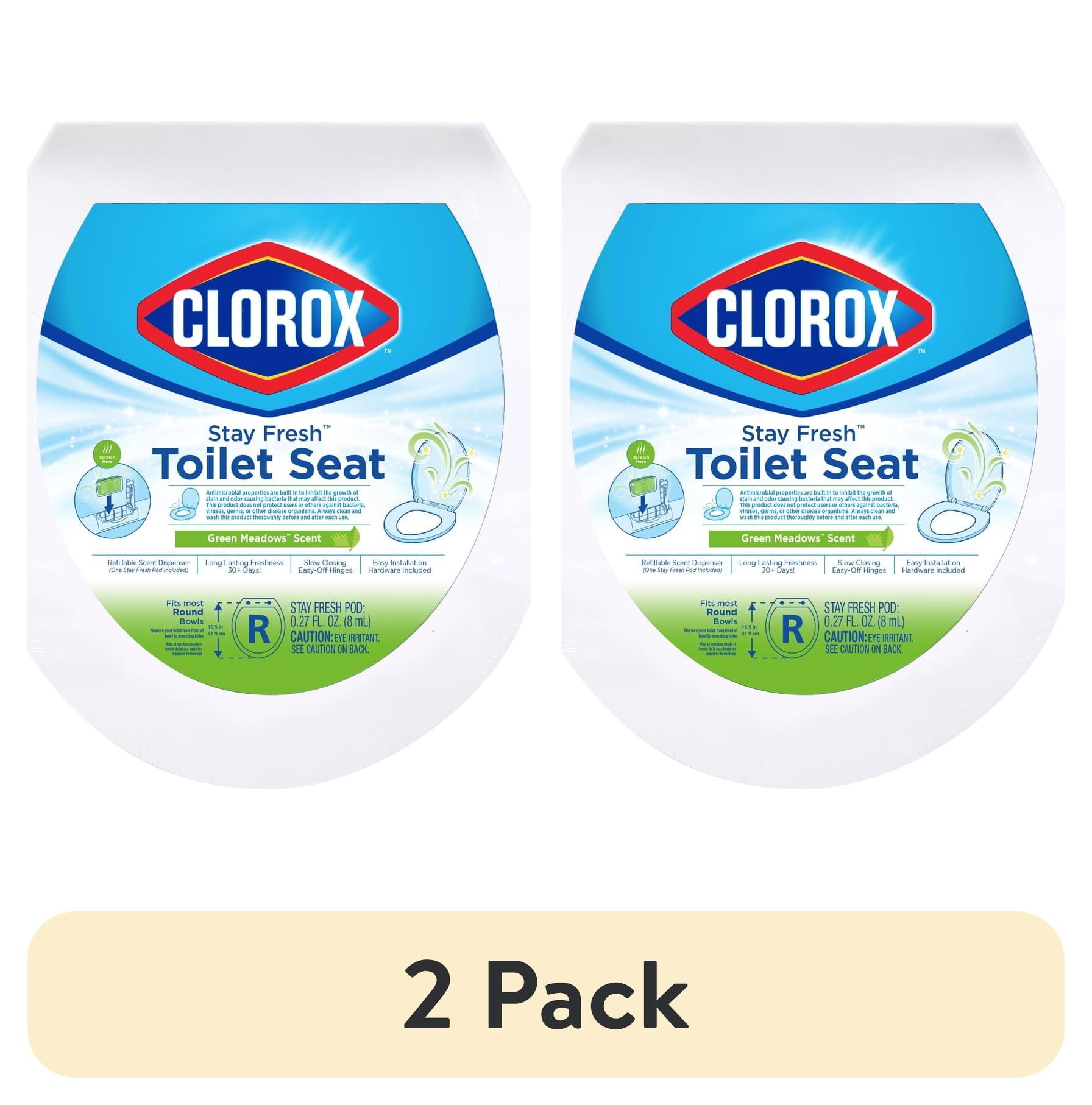 (2 pack) Clorox Antimicrobial Round Stay Fresh Scented Plastic Toilet Seat with Easy-off Hinges