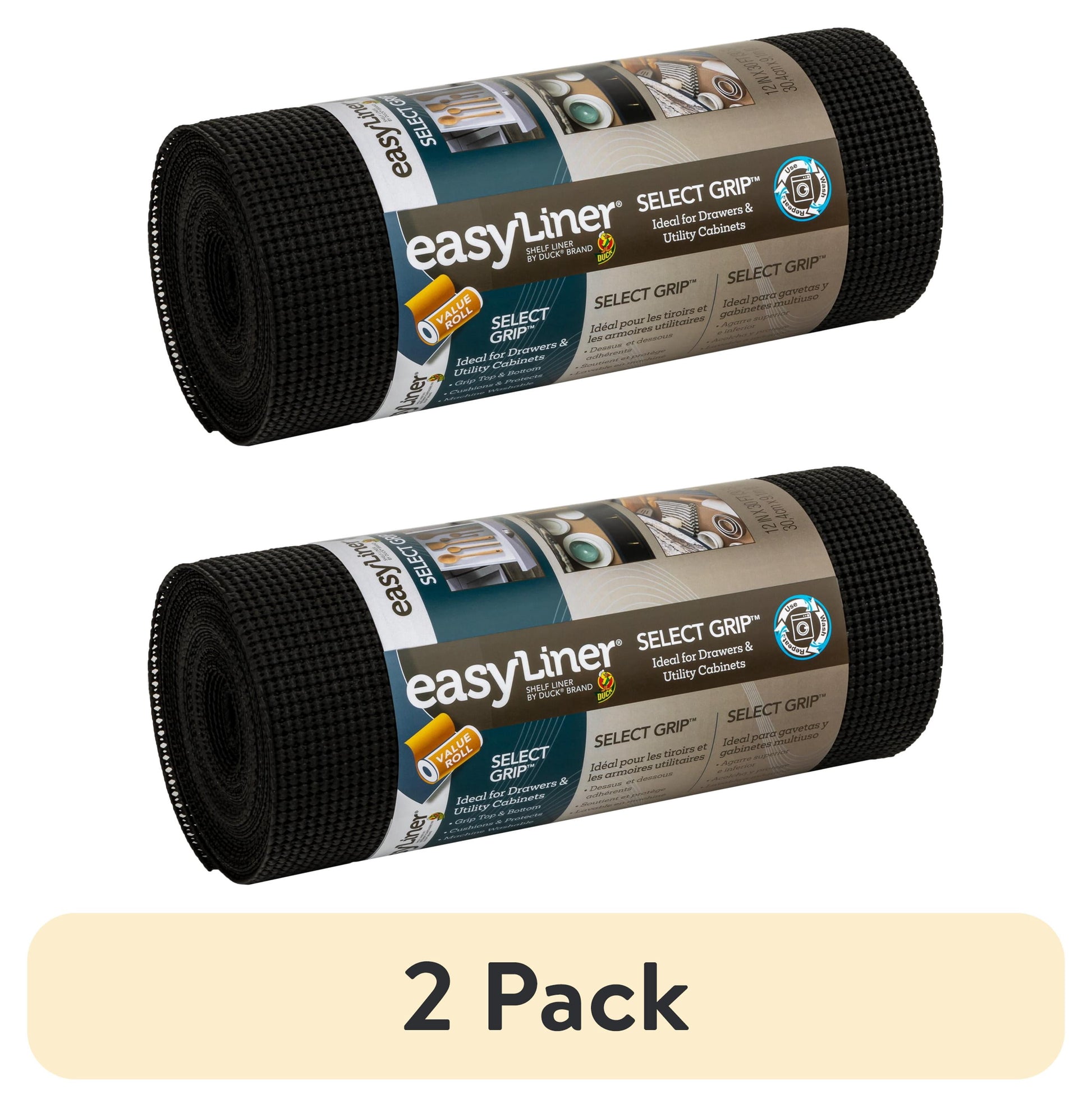 (2 pack) EasyLiner Select Grip Shelf Liner, Black, 12 in. x 30 ft. Roll