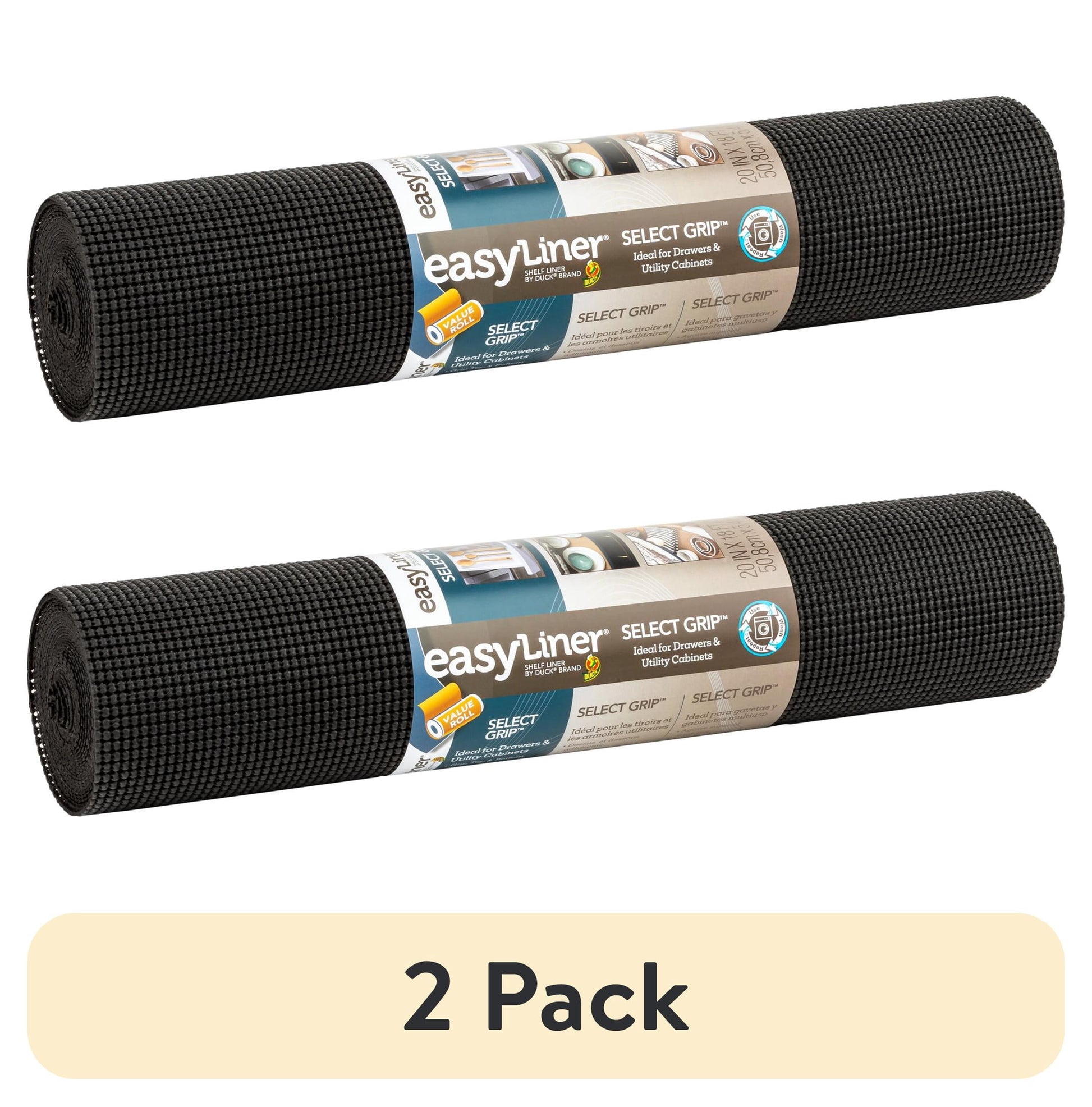 (2 pack) EasyLiner Select Grip Shelf Liner, Black, 20 in. x 18 ft. Roll