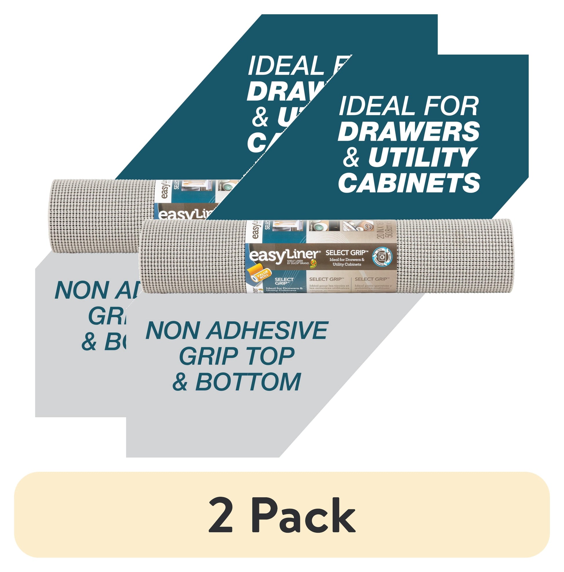 (2 pack) EasyLiner Select Grip Shelf Liner, Light Gray, 20 in. x 18 ft. Roll