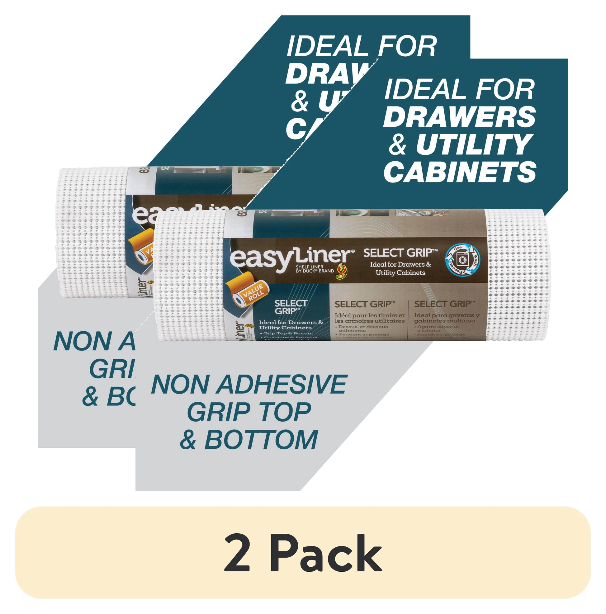 (2 pack) EasyLiner Select Grip Shelf Liner, White, 12 in. x 20 ft. Roll