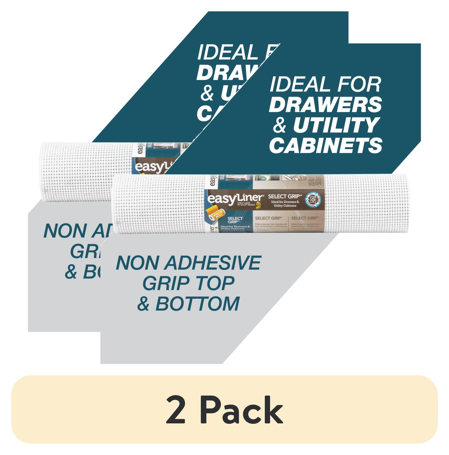 (2 pack) EasyLiner Select Grip Shelf Liner, White, 20 in. x 18 ft. Roll