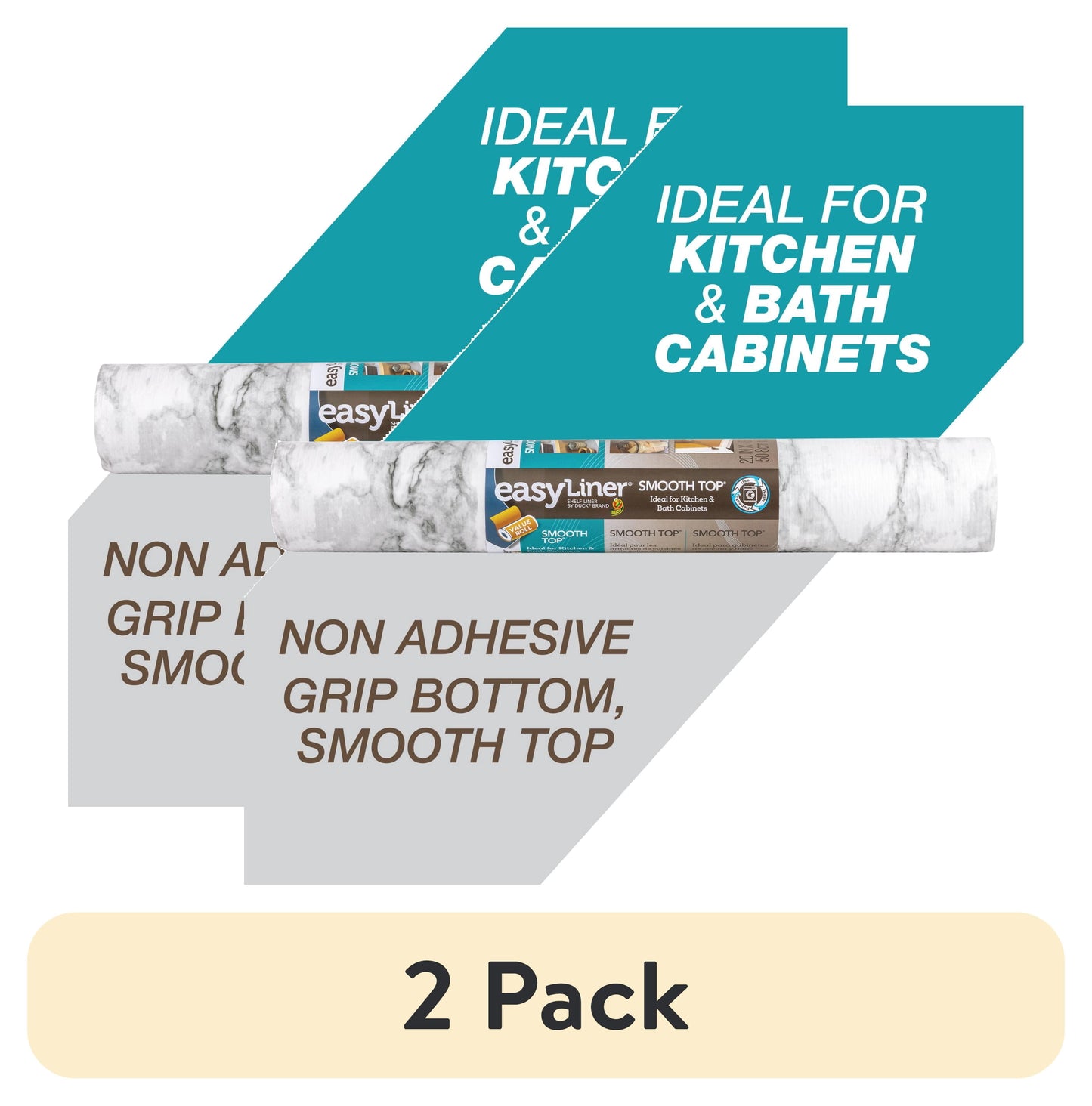 (2 pack) Smooth Top EasyLiner Shelf Liner, Gray Marble 20" x 18' 1 Rolls