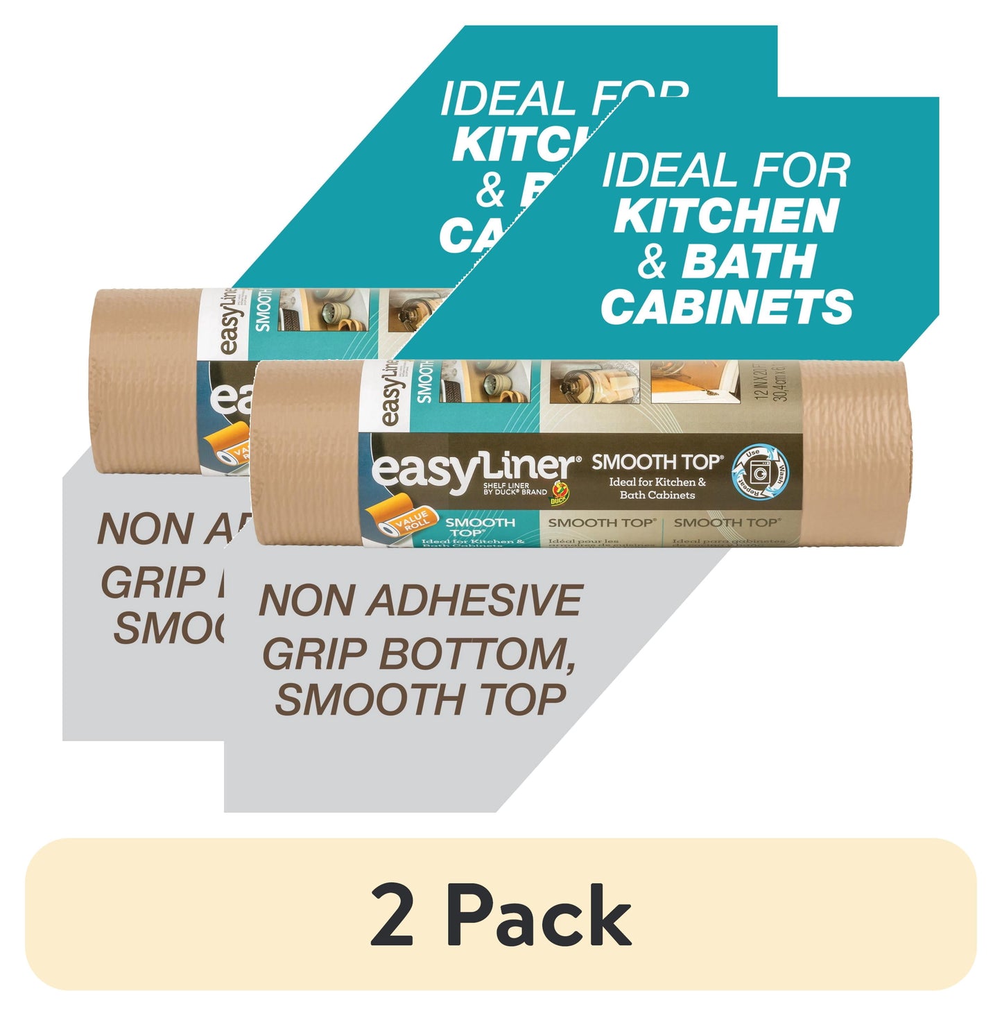 (2 pack) Smooth Top EasyLiner Shelf Liner, Taupe 12" x 20' Roll