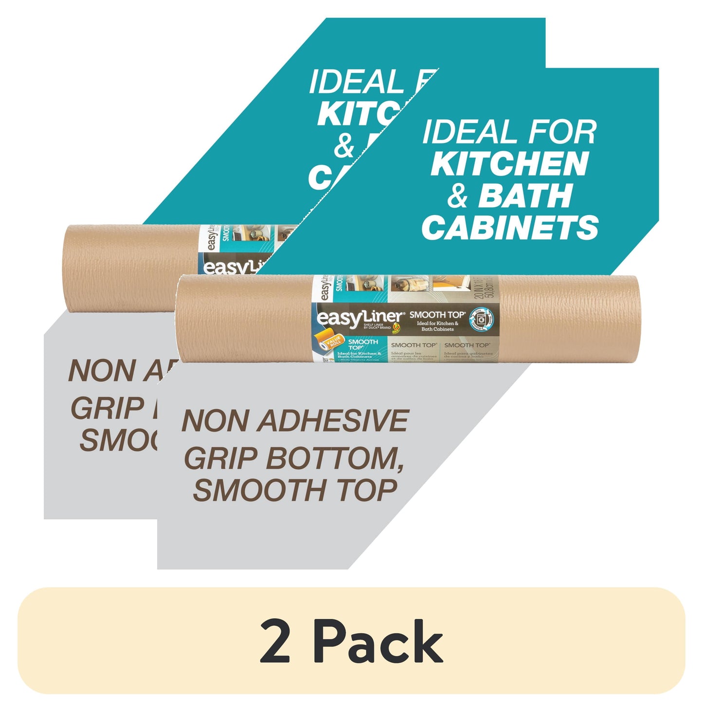 (2 pack) Smooth Top EasyLiner Shelf Liner, Taupe 20" x 18' Roll