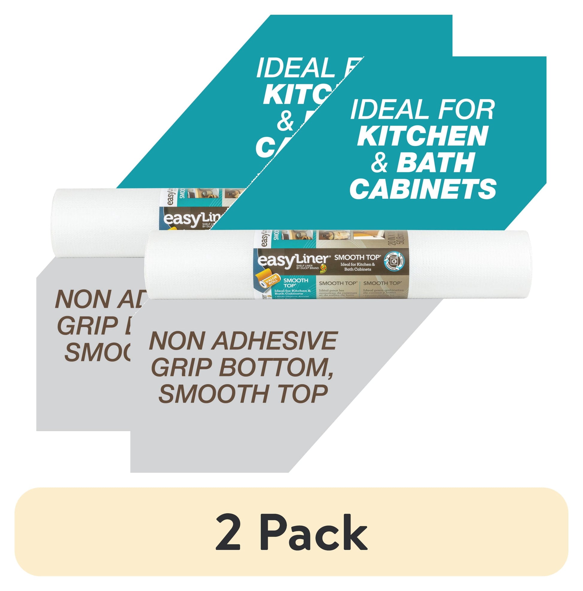 (2 pack) Smooth Top EasyLiner Shelf Liner, White 20" x 18' Roll