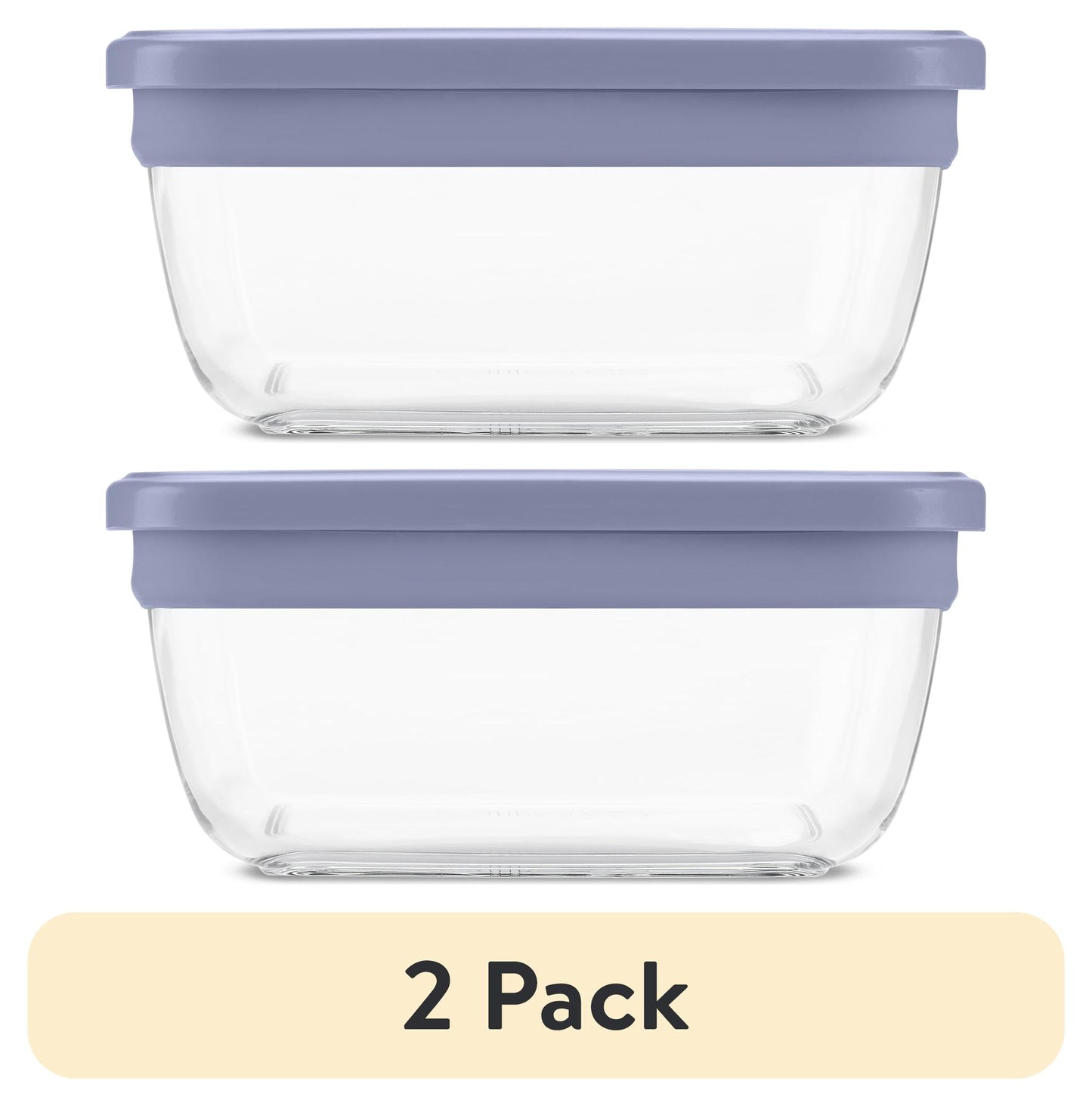 (2 pack) ElloFresh Stack Glass 7cup Food Storage Container, Ideal Use for Meal Prep and Batch Cooking