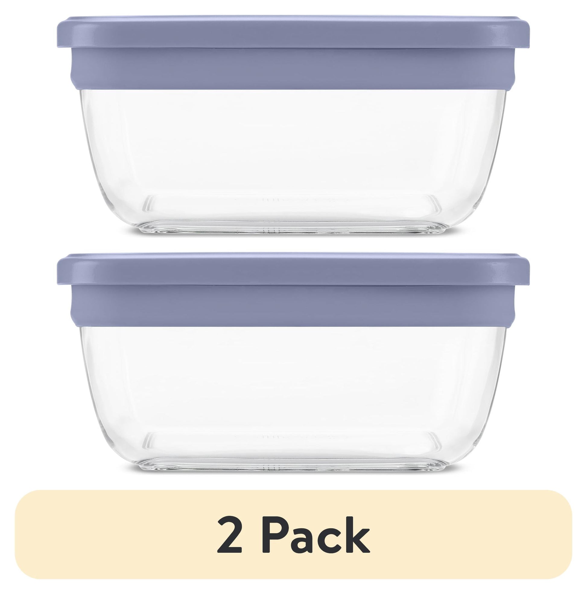 (2 pack) ElloFresh Stack Glass 7cup Food Storage Container, Ideal Use for Meal Prep and Batch Cooking