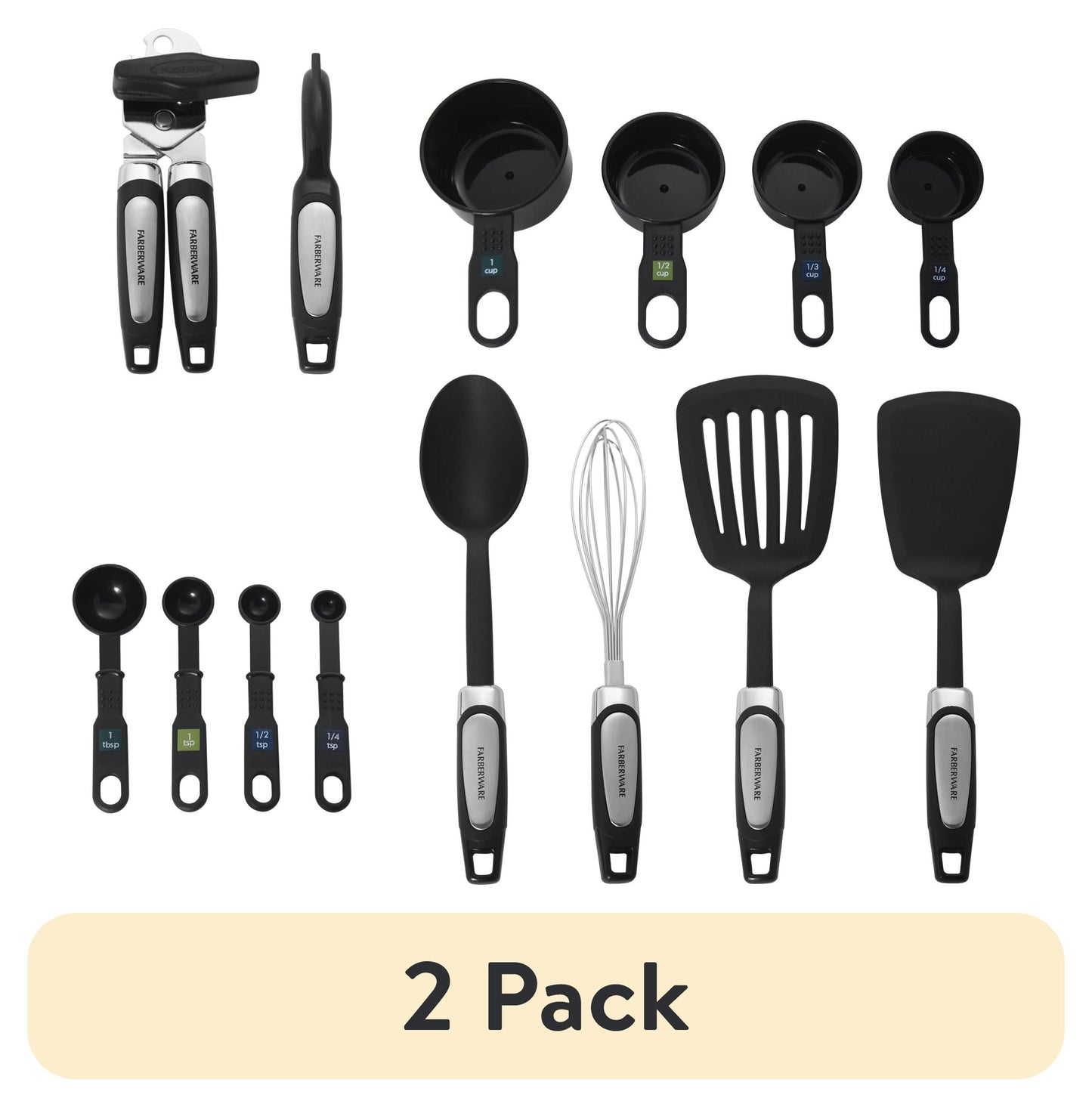 (2 pack) Farberware Professional 14-Piece Kitchen Tool and Gadget Kitchen Utensil Set in Black