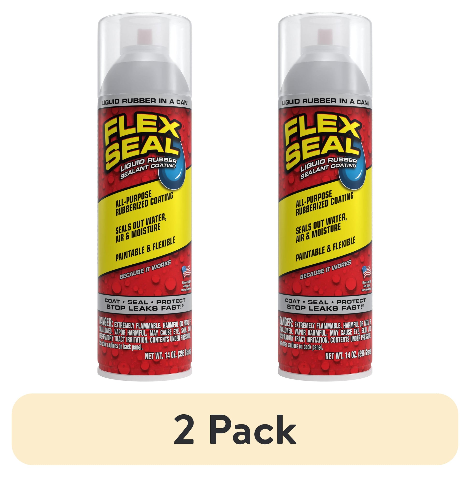 (2 pack) Flex Seal Recubrimiento Sellador de Goma LÃ­quida en Aerosol, 14 oz, Transparente