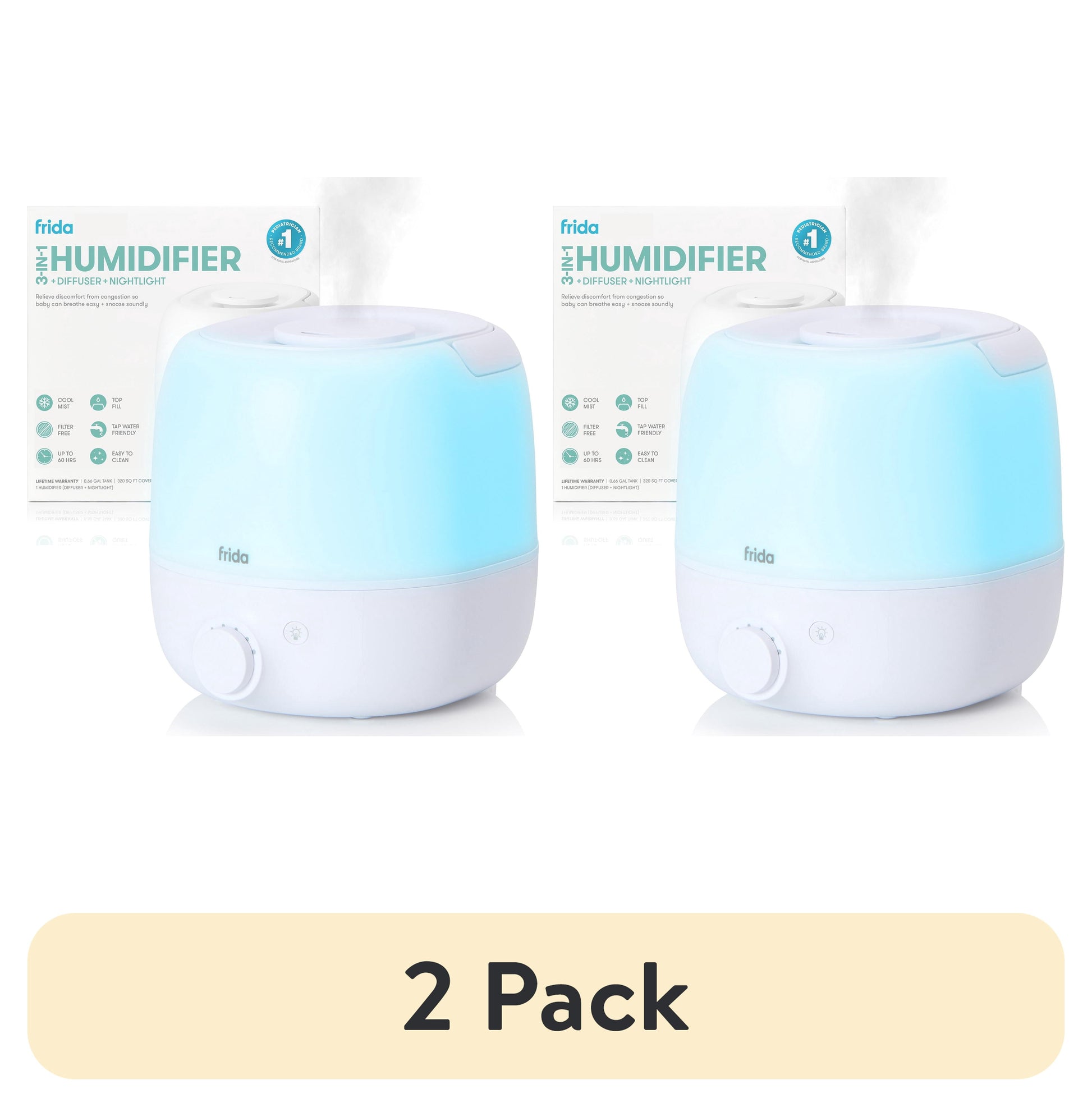 (2 pack) 3-in-1 Humidifier, â€‹ Diffuser, + Nightlight 2.0â€‹