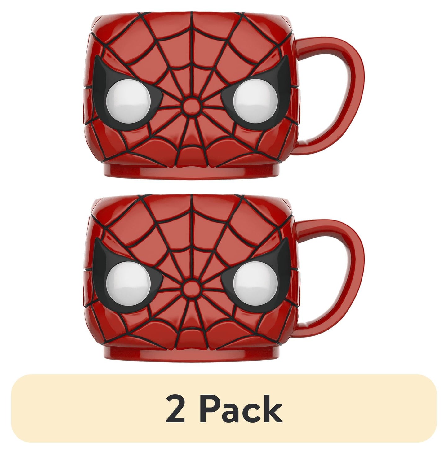 (2 pack) Funko Pop! Mug: Marvel - Spider-Man 16oz Red, Black, and White Collectible Ceramic Mug