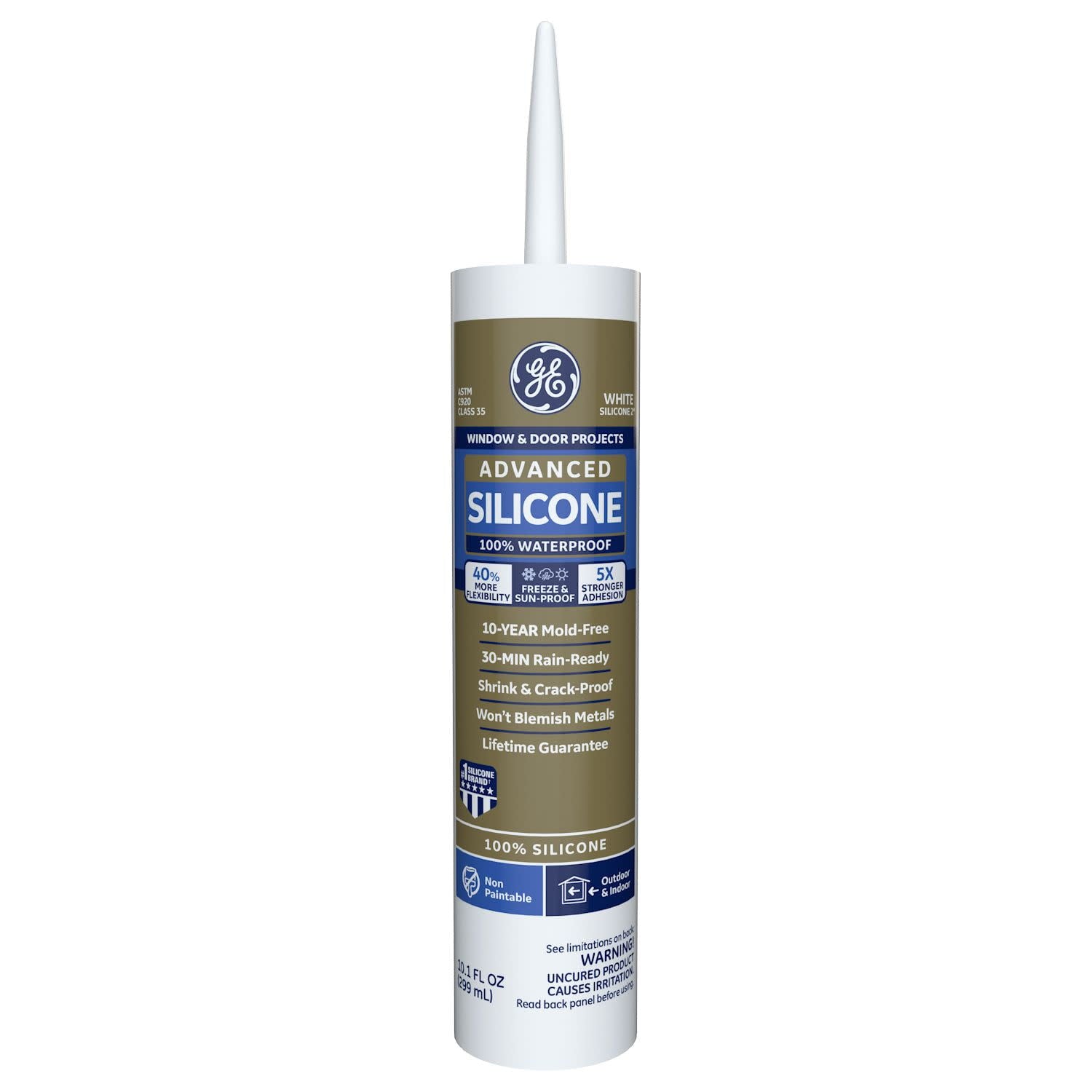 (2 pack) GE Advanced Silicone Window & Door Sealant, Pack of 1, Clear 10.1 fl oz Cartridge
