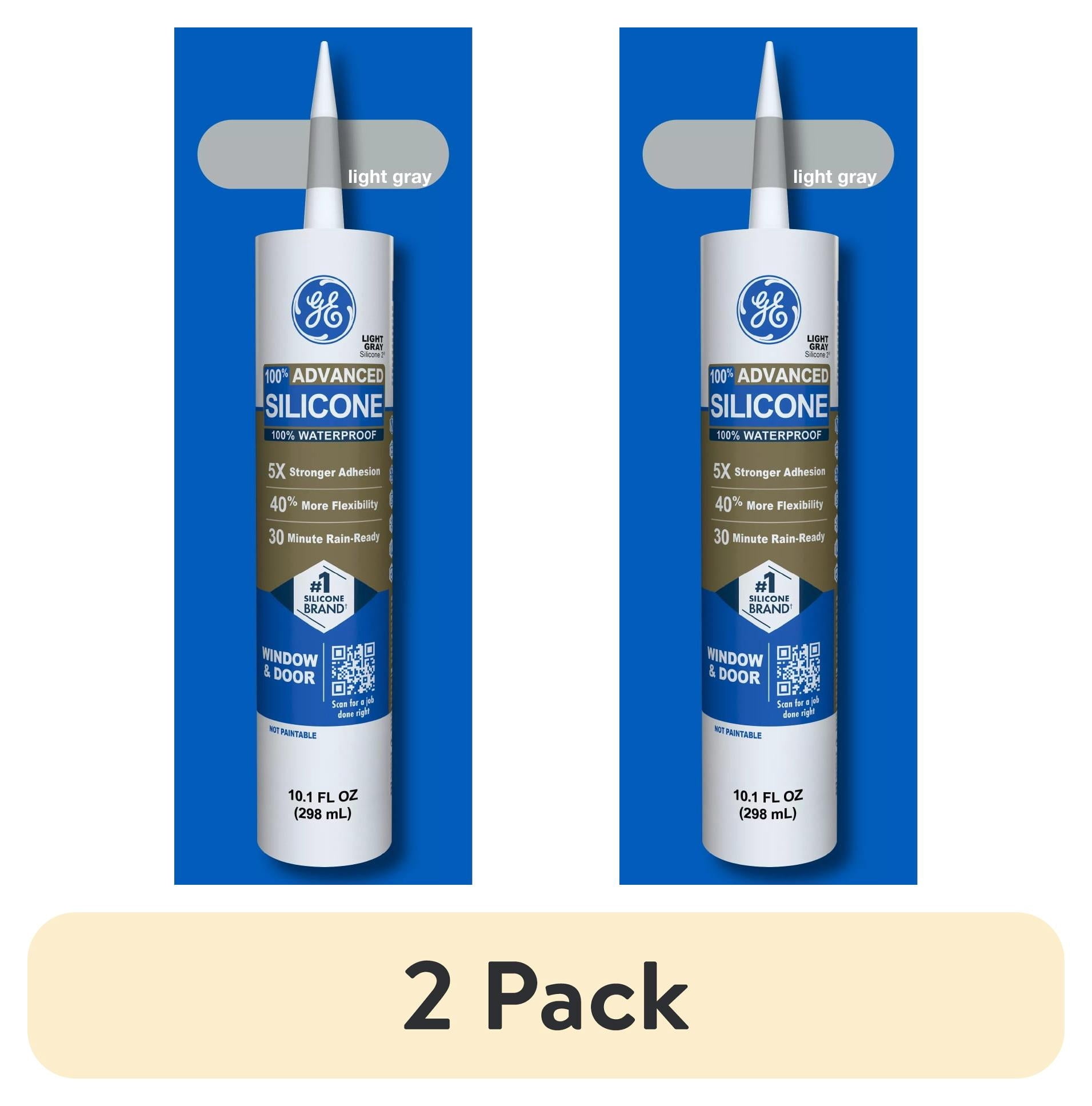 (2 pack) GE Advanced Silicone Window & Door Sealant, Pack of 1, Gray 10.1 fl oz Cartridge