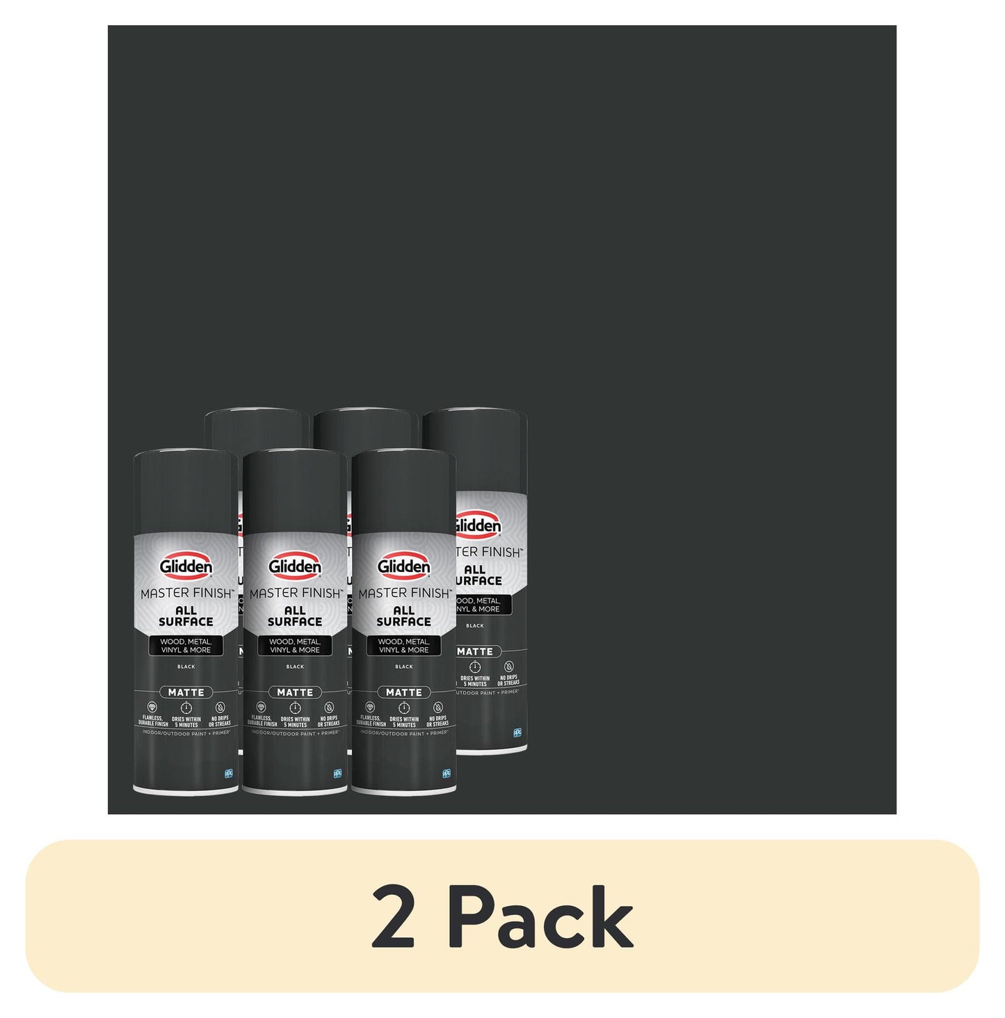 (12 pack) Glidden Master Finish 12 oz. Matte Black Interior/Exterior All Surface Spray Paint and Primer, 6 Pack