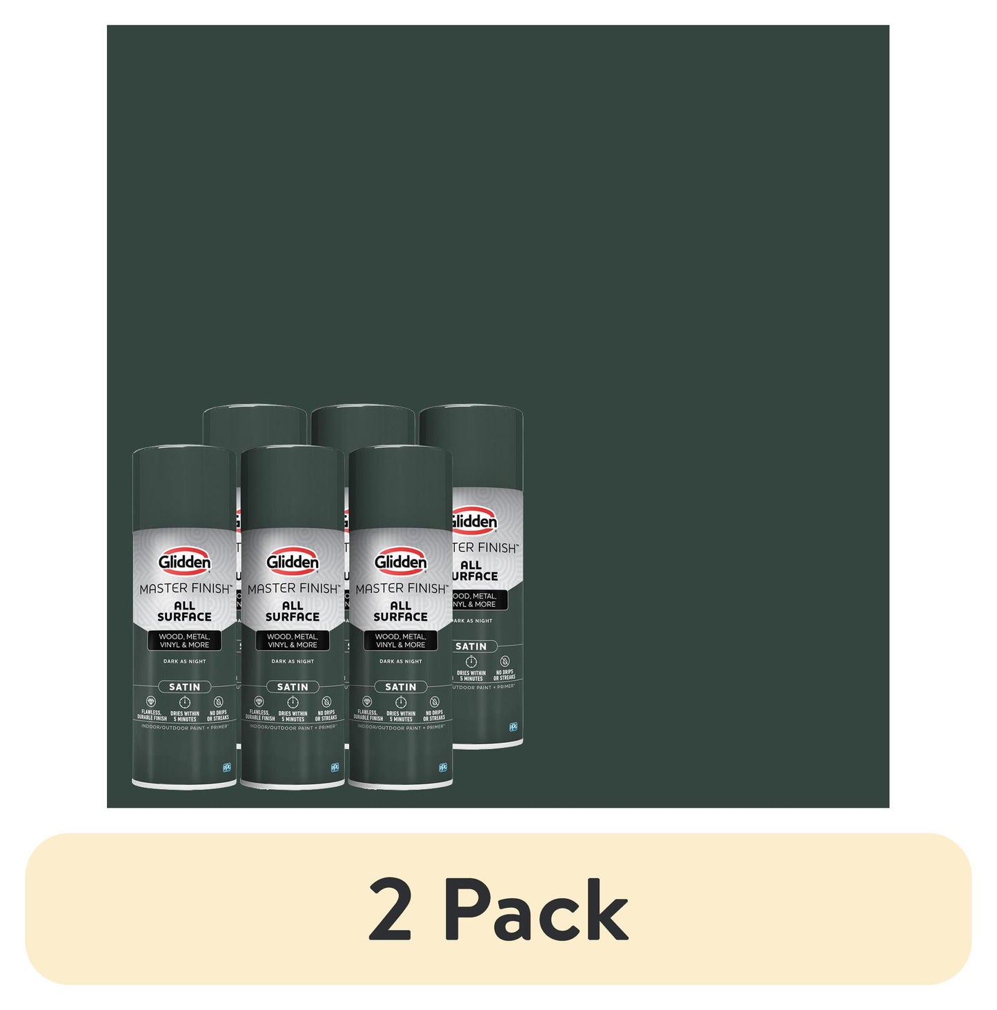 (12 pack) Glidden Master Finish 12 oz. Satin Dark As Night Interior/Exterior All Surface Spray Paint and Primer, 6 Pack