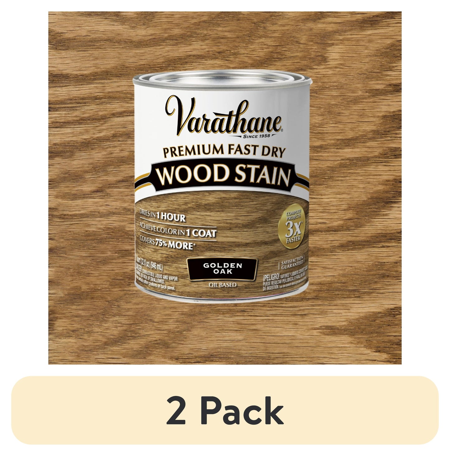 (2 pack) Golden Oak, Varathane Premium Fast Dry Wood Stain-262003, Quart