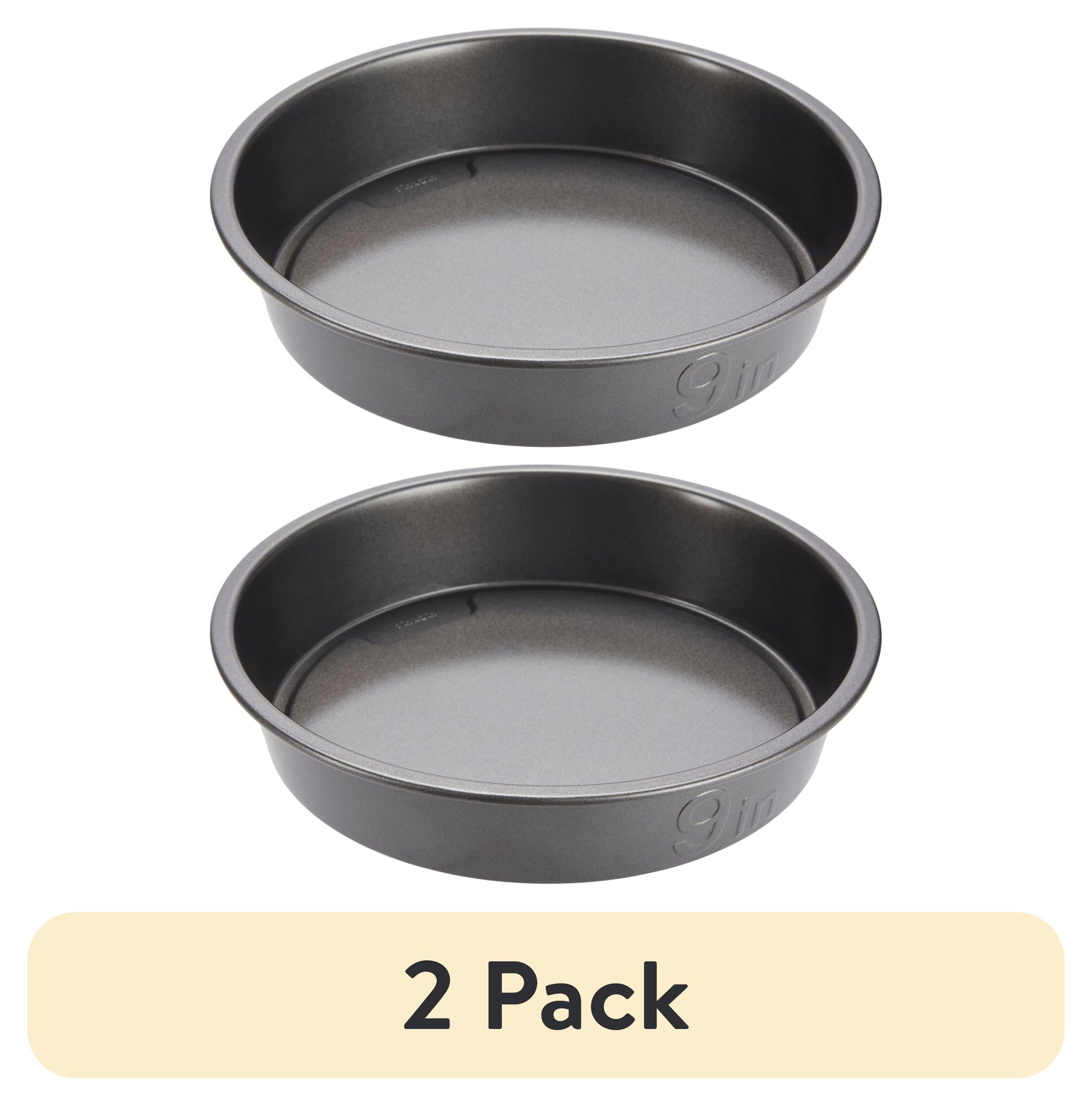 (2 pack) GoodCook PRO Nonstick Steel Round Cake Pan, 9", Gray