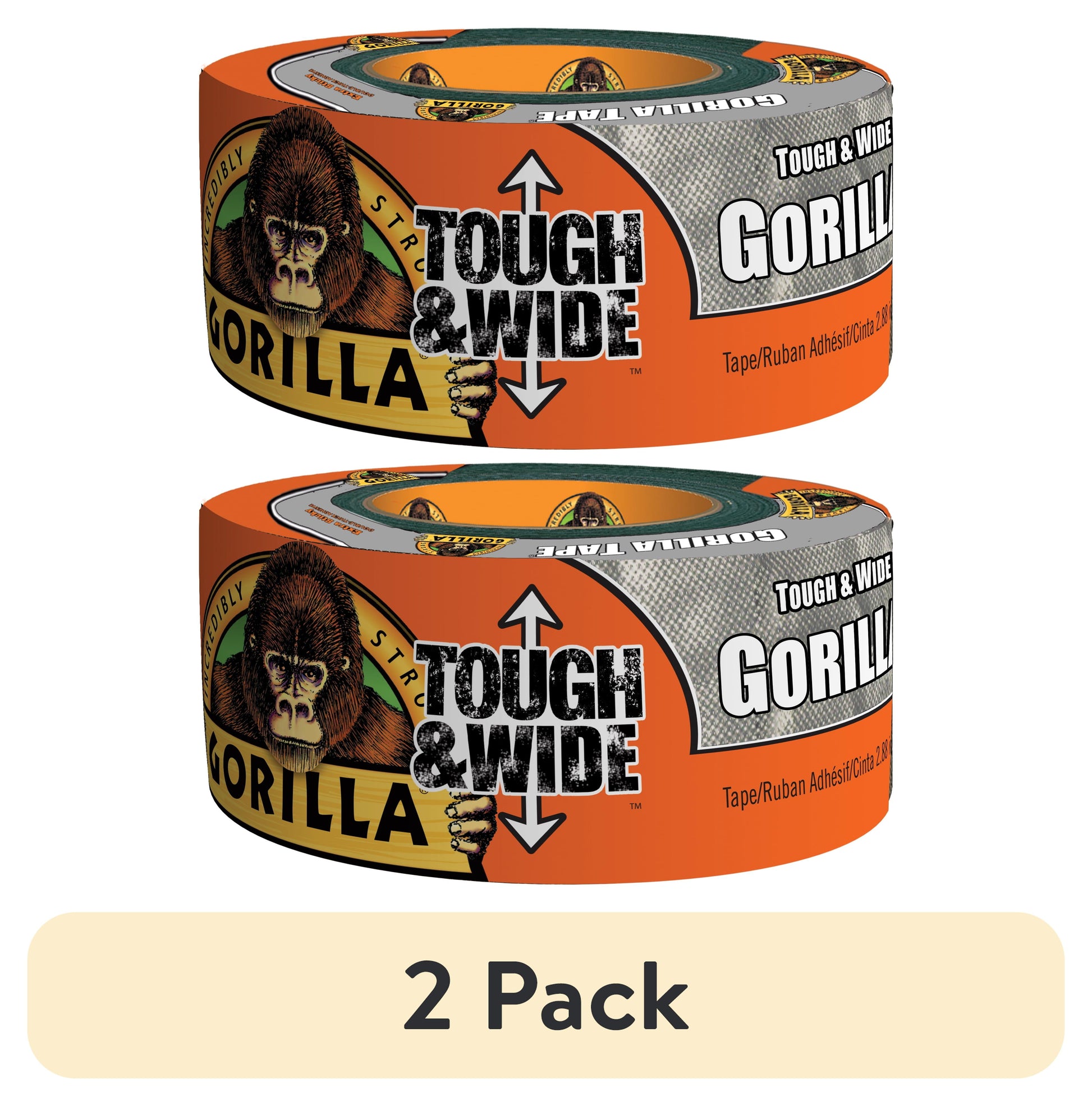 (2 pack) Gorilla Tape Tough & Wide, Silver Tape, 2.88" x 25 yd