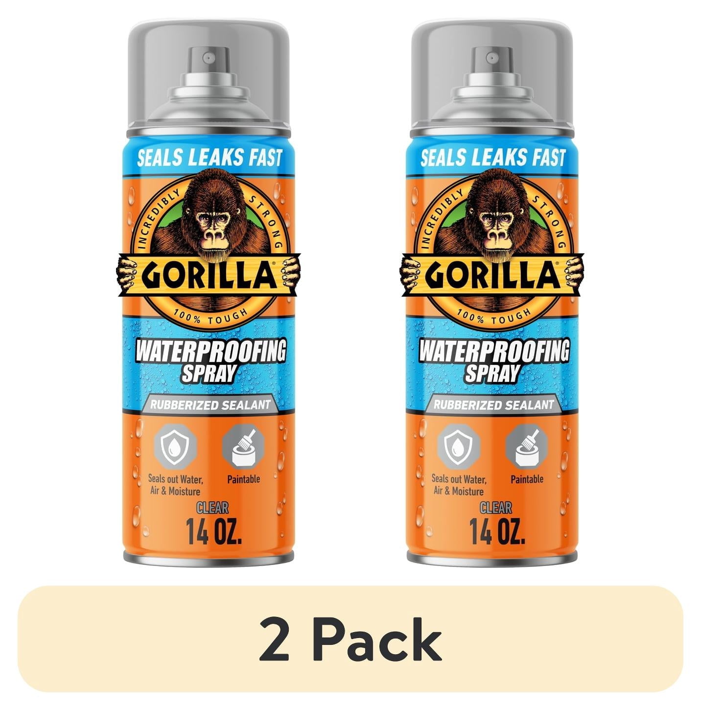 (2 pack) Gorilla Waterproof Patch & Seal Rubberized Sealant Spray, Crystal Clear, 14 Ounce