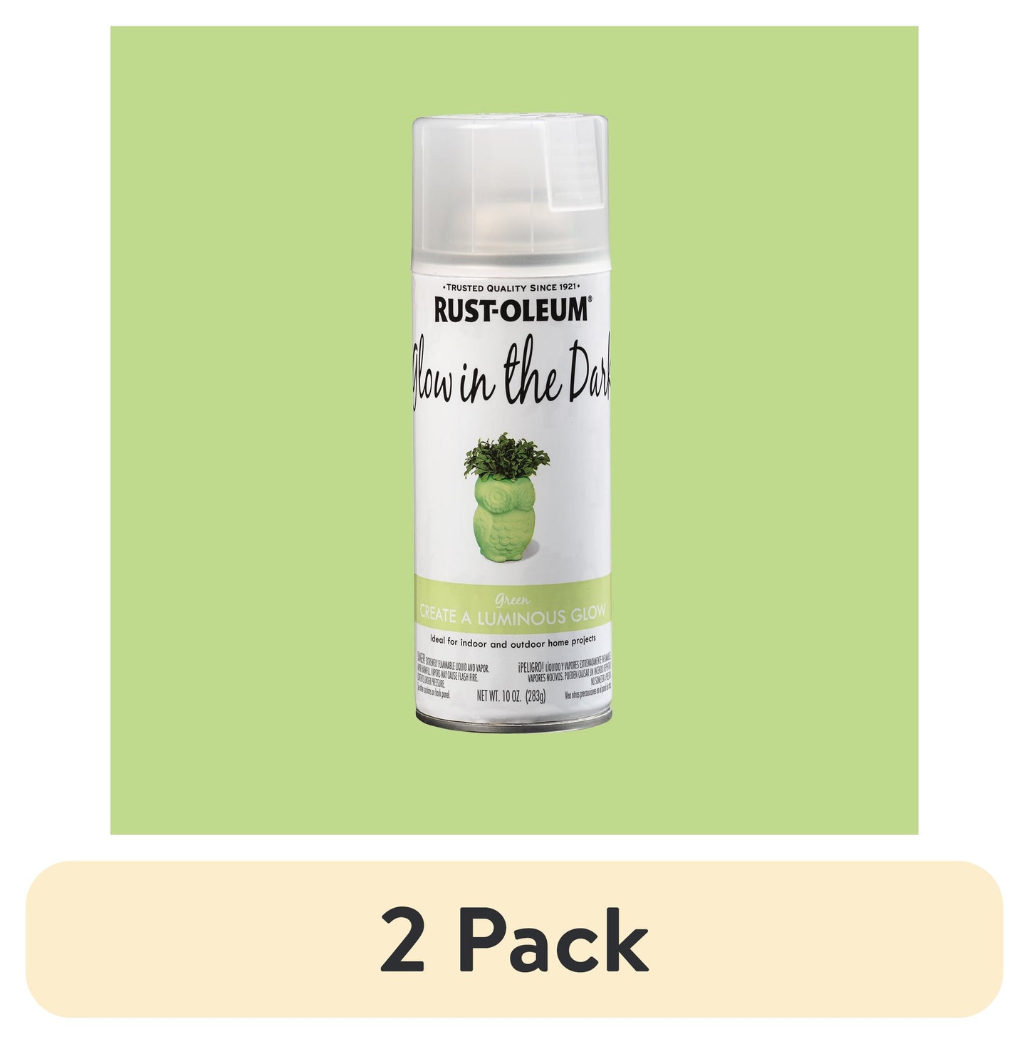 (2 pack) Green, Rust-Oleum Glow in the Dark Spray Paint-342598, 10 oz