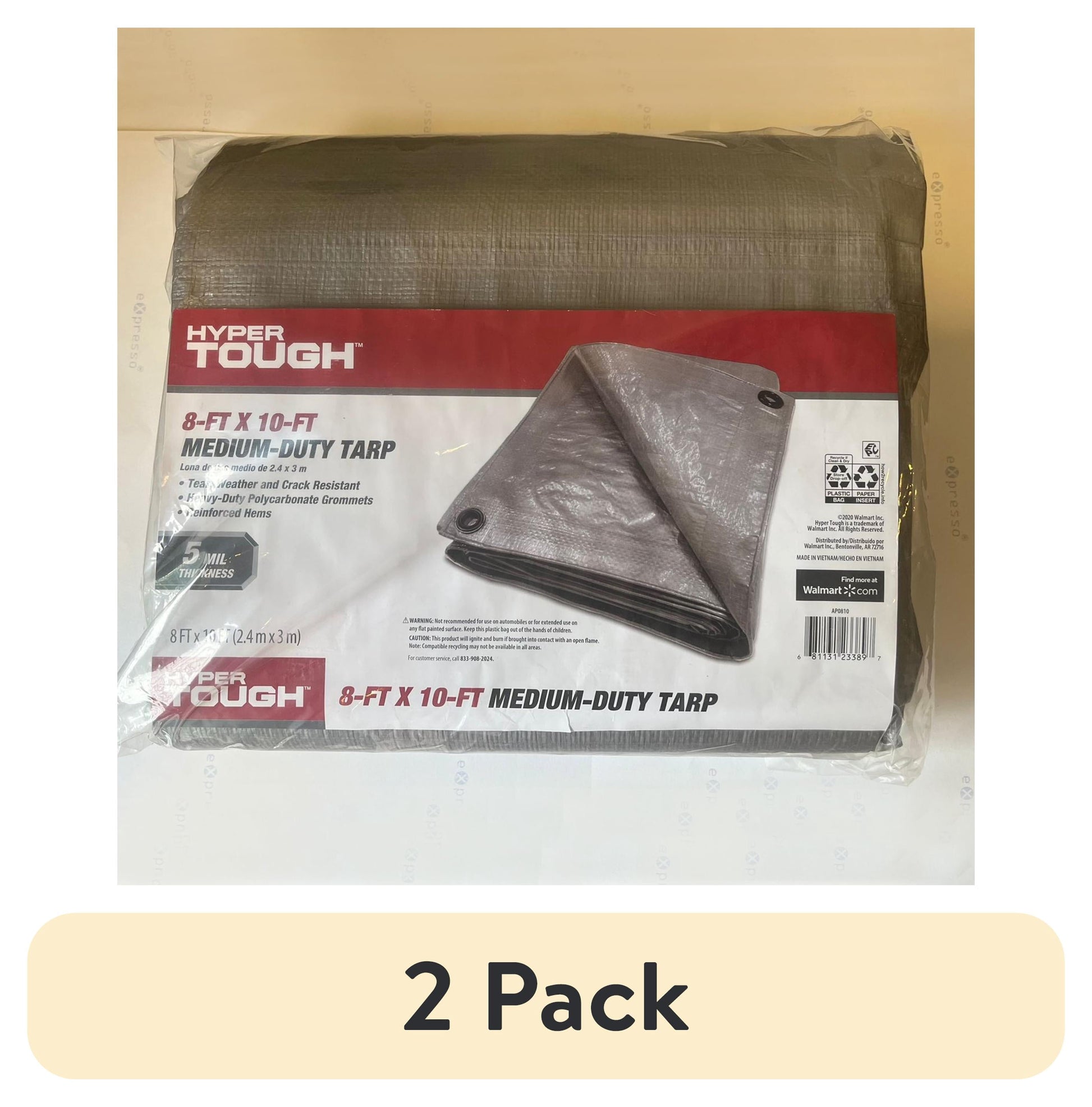 (2 pack) Hyper Tough 8'X10' Medium Duty Tarp
