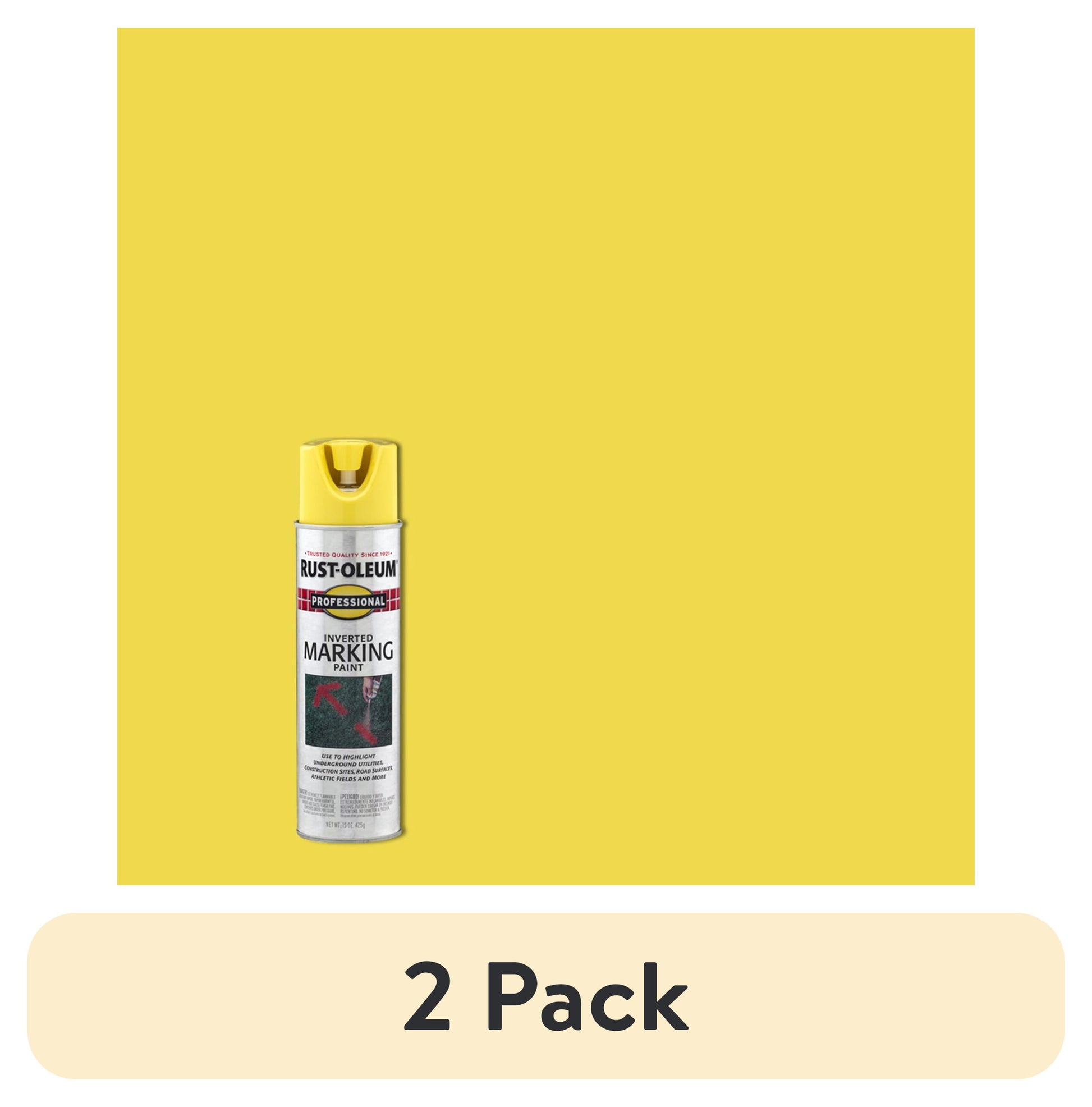 (12 pack) 6 Pack, High Visibility Yellow, Rust-Oleum Professional Inverted Marking Paint Spray-2544838, 15 oz