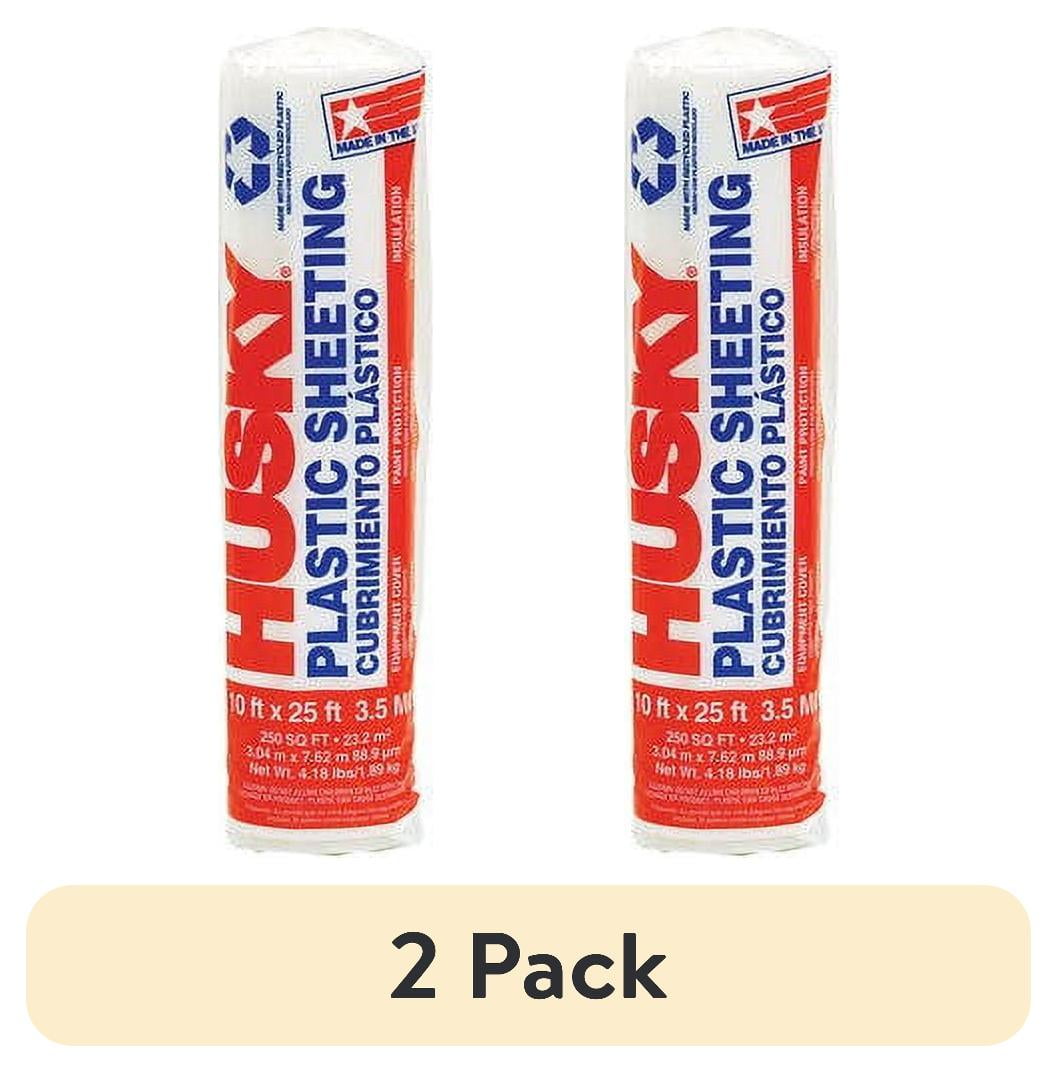 (2 pack) Husky 3.5 Mil Clear Plastic Sheeting, 10 ft. x 25 ft.