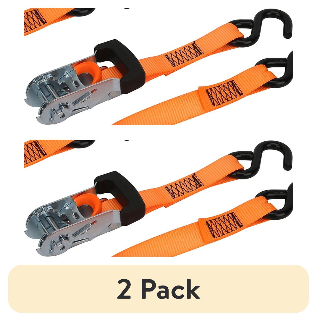 (2 pack) Hyper Tough Trinquete de Amarres de 1â€x14' Carga de Trabajo de 1,000 Lb con Ganchos â€œSâ€ Paquete de 4