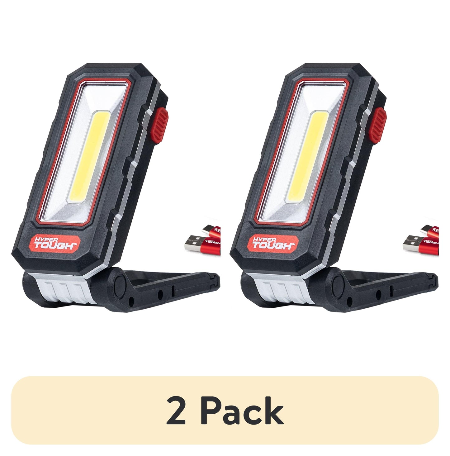 (2 pack) Hyper Tough 1000 Lumens Rechargeable Work Light with Aluminium & Plastic Housing