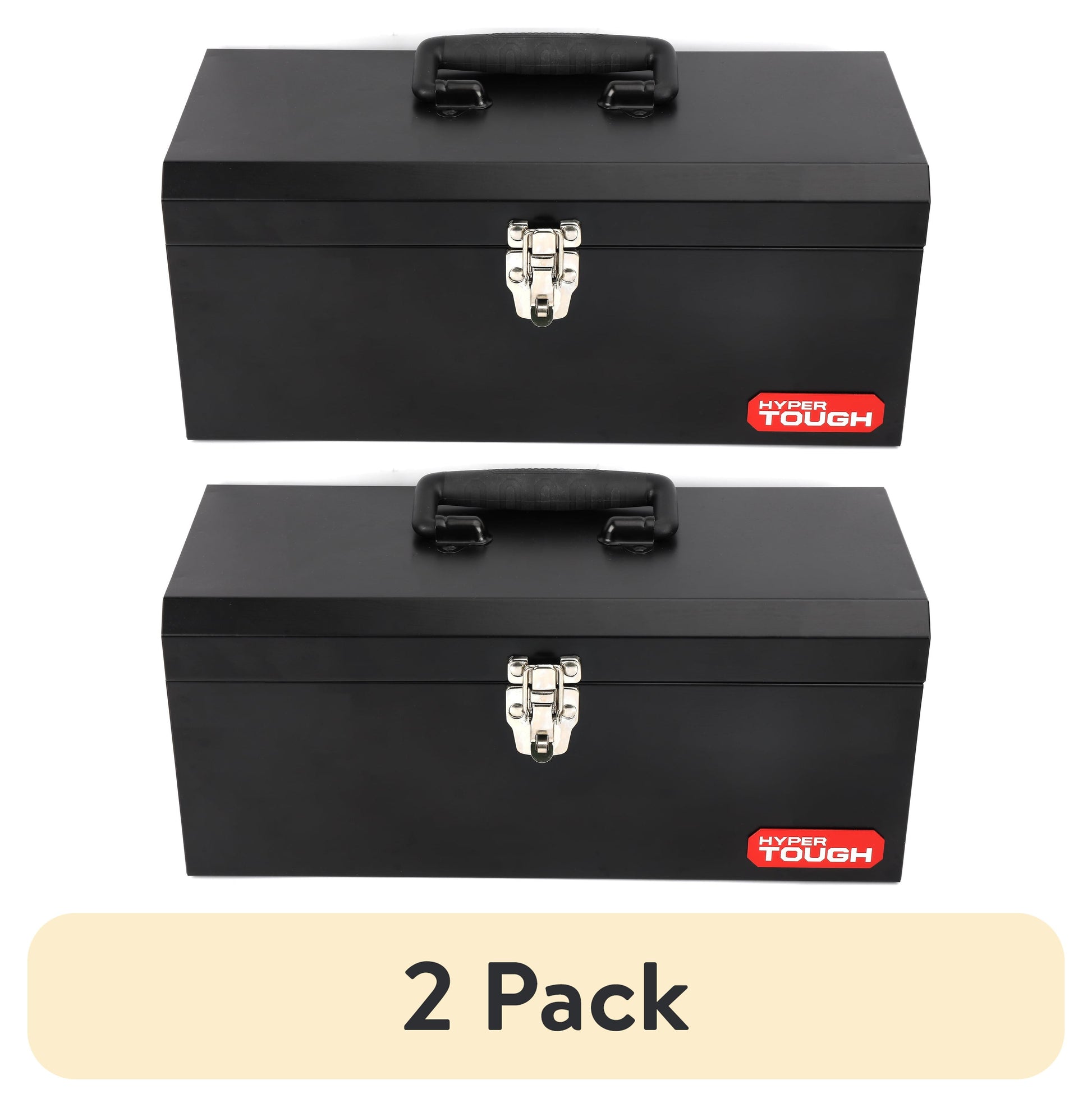 Hyper Tough 16-inch Black Metal Tool Box with Removable Tool Tray